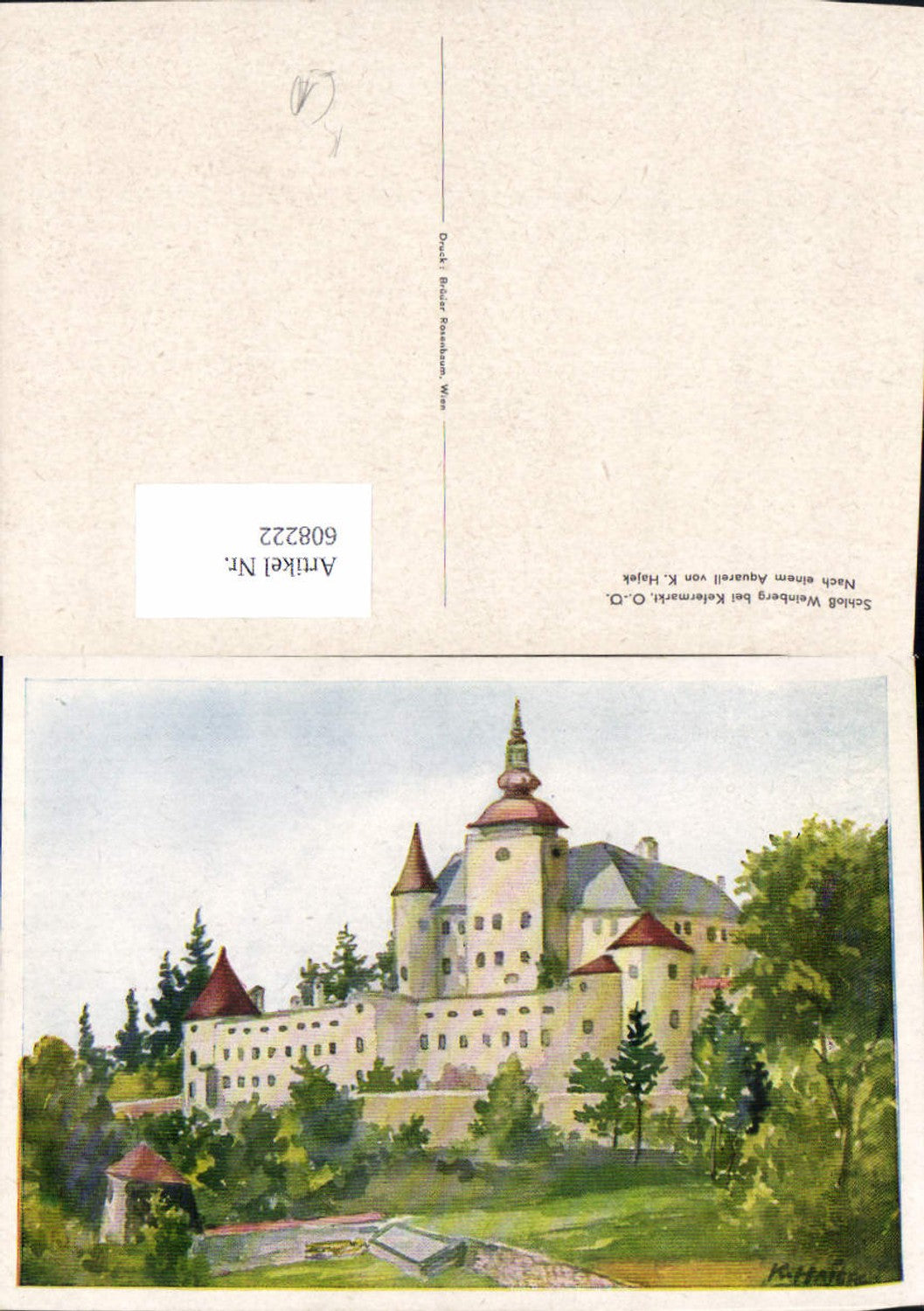 608222,Künstler Ak K. Hajek Schloss Weinberg b. Kefermarkt