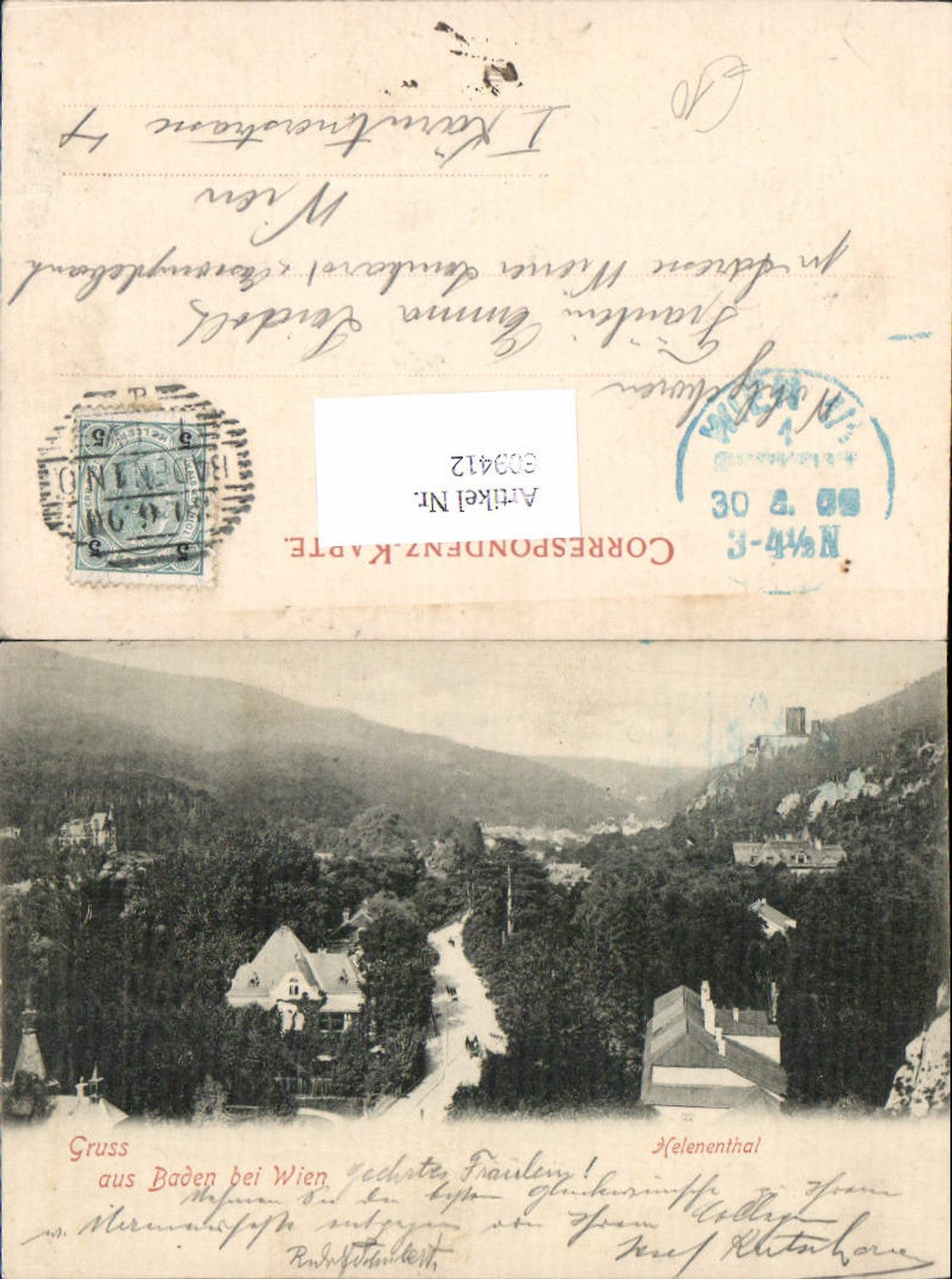 609412,tolle AK Baden bei Wien Helenenthal Helenental 1899 Rauhenstein
