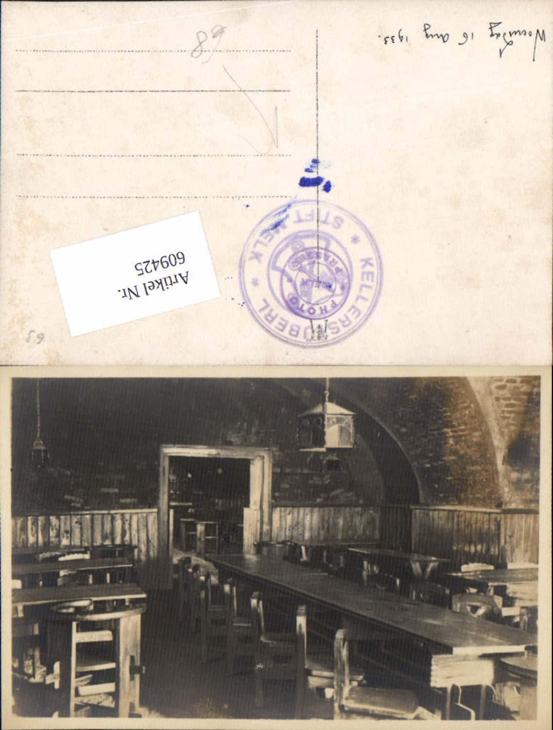 609425,tolle Foto-AK Stift Melk an der Donau Kellerstüberl