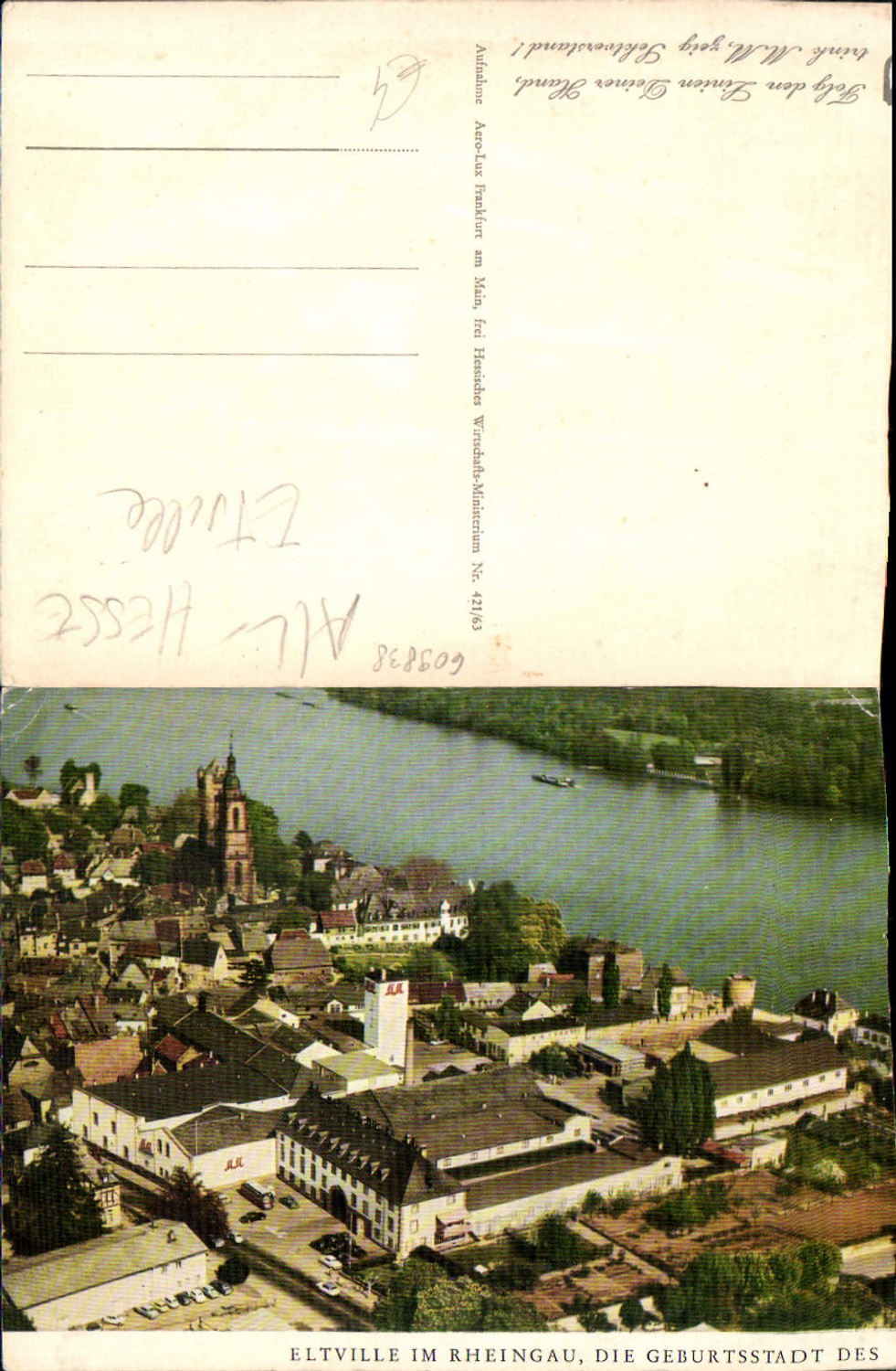 609838,seltene Fliegeraufnahme Eltville am Rhein Rheingau