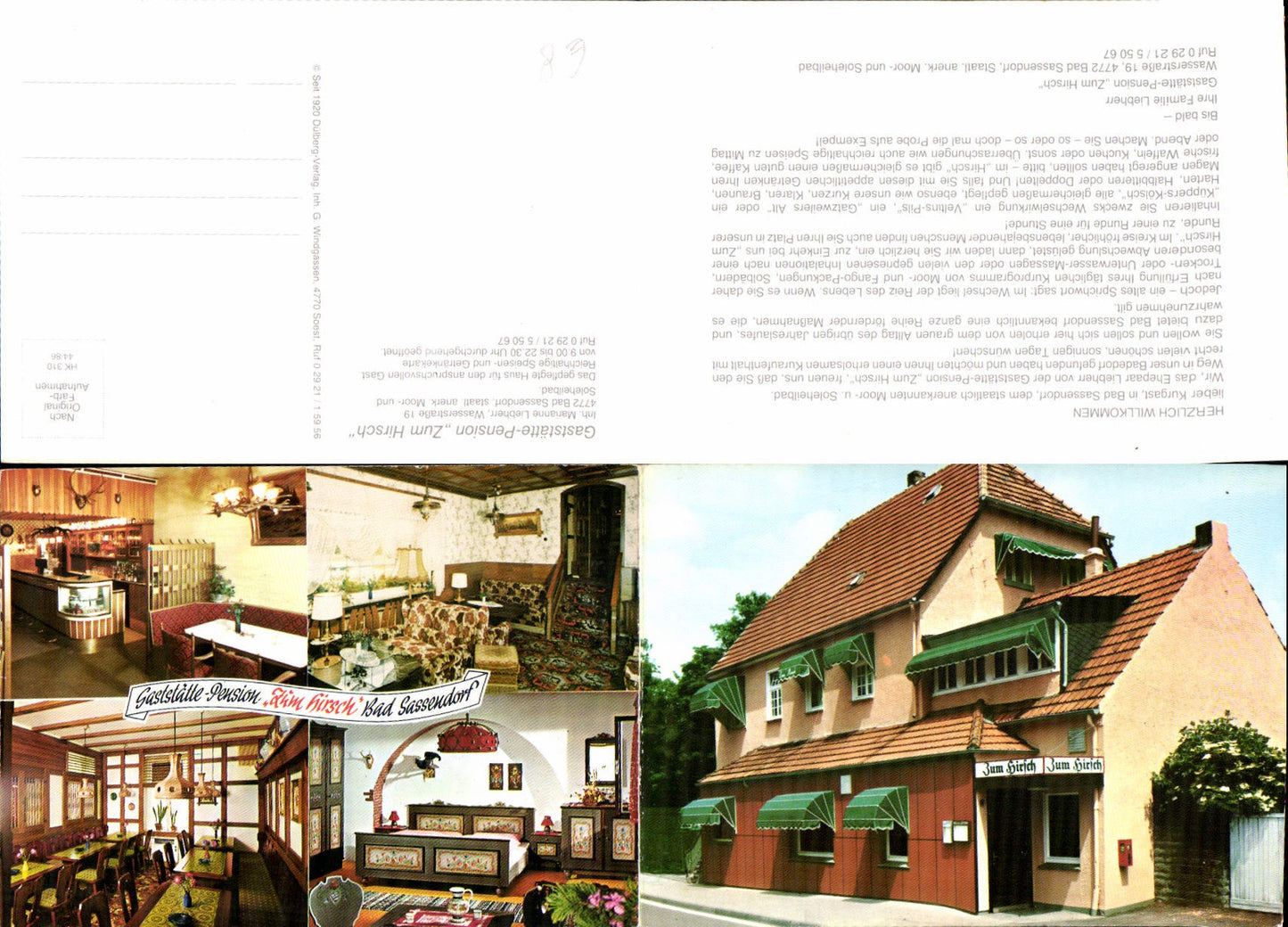 610046,tolle Klapp-AK Bad Sassendorf Gasthaus zum Hirsch Lk Soest