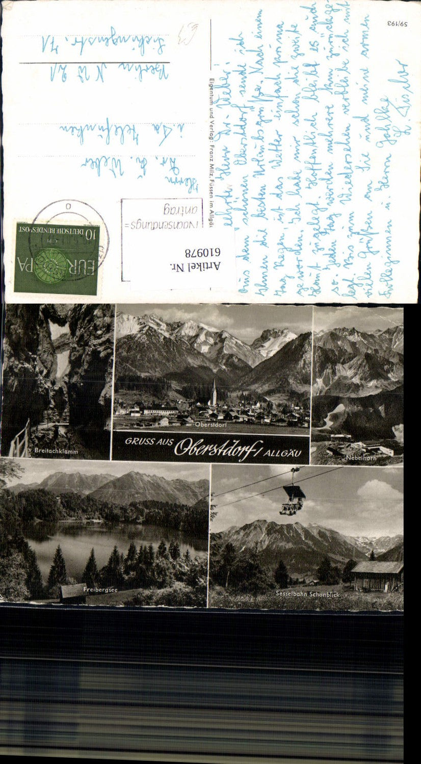 610978,Mehrbild Ak Oberstdorf Allgäu Breitachklamm Nebelhorn Sesselbahn Schönblick