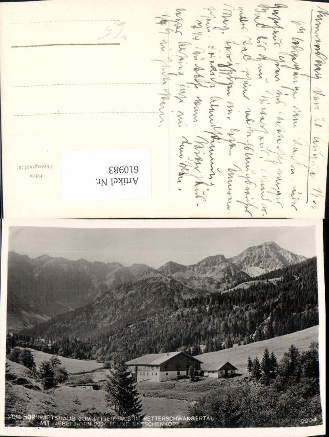 610983, Photo Ak Bad Hindelang Hornwirtshaus z. Mitterhaus Retterschwangertal m. Nebelhorn