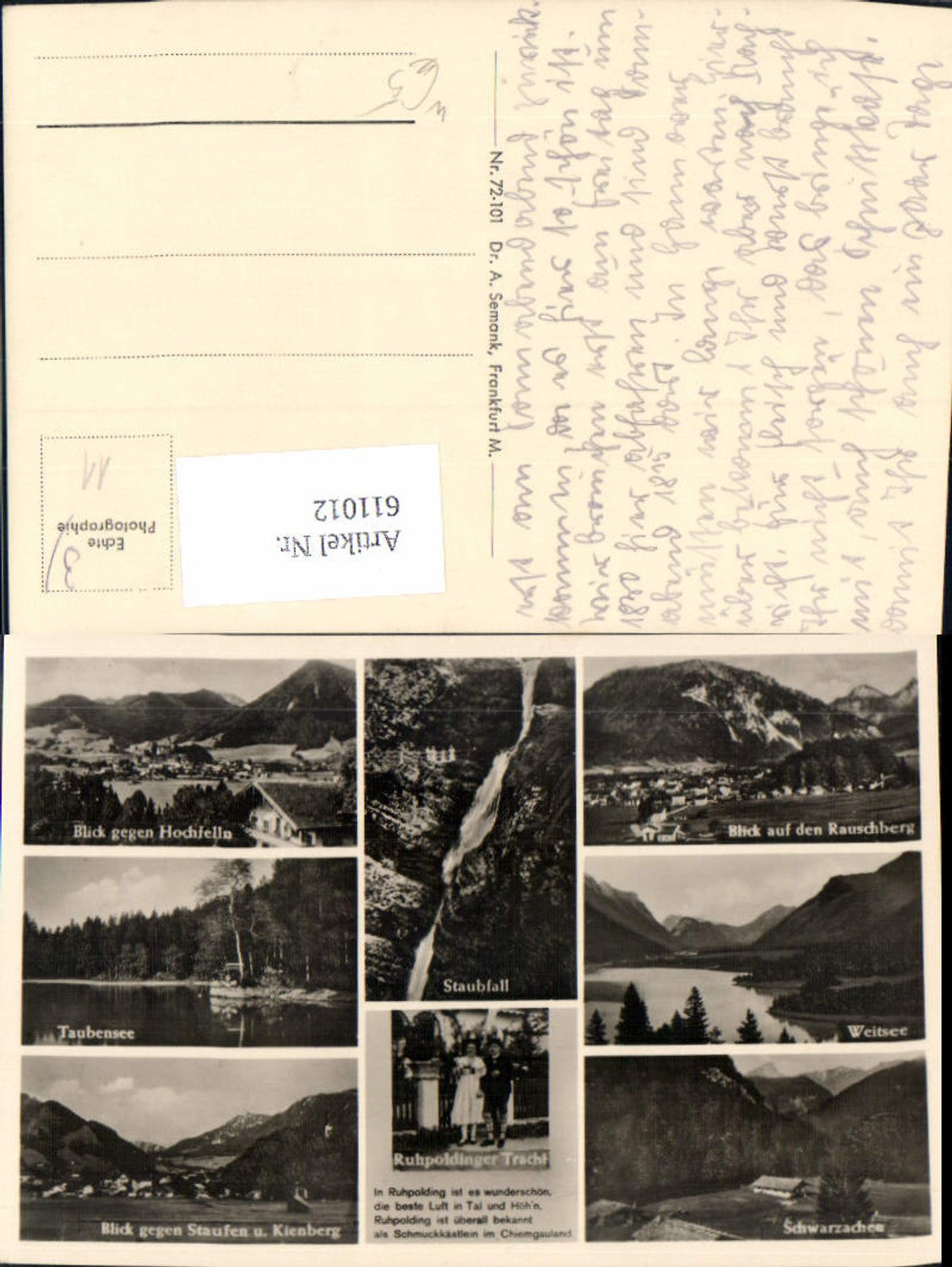 611012,Mehrbild Ak Ruhpolding Staubfall Tracht Blick geg. Hochfelln