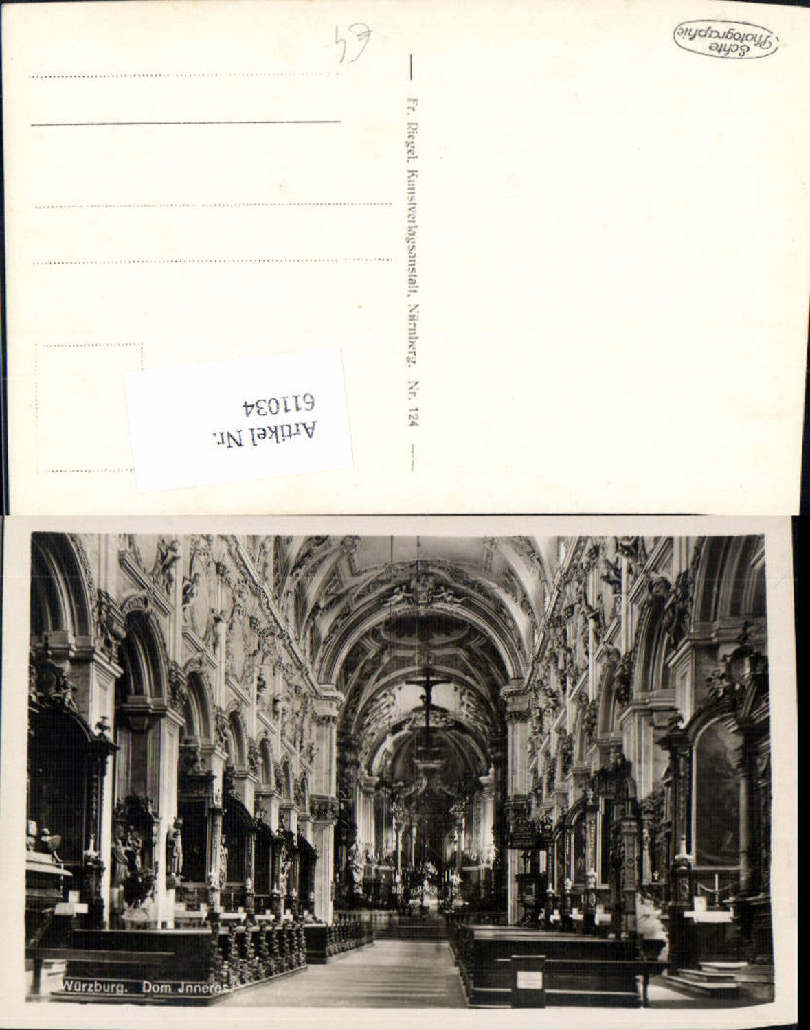 611034, Photo AK Würzburg Cathedral Interior