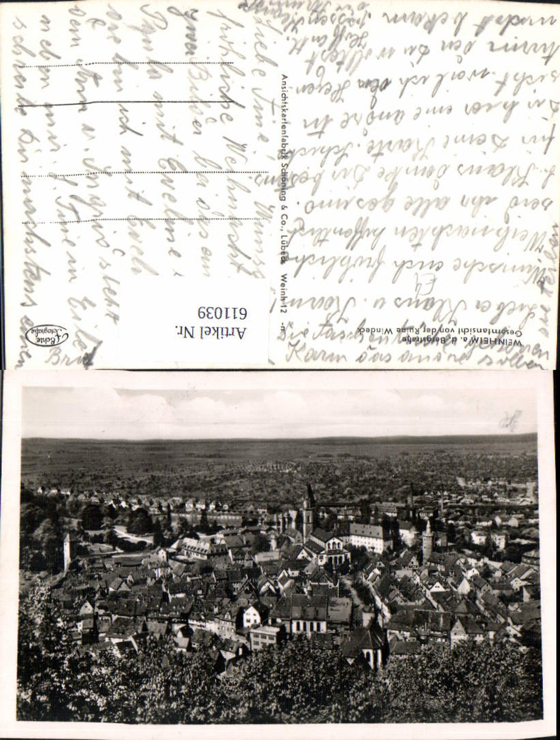 611039,Weinheim a. d. Bergstraße Gesamtansicht v. d. Ruine Windeck