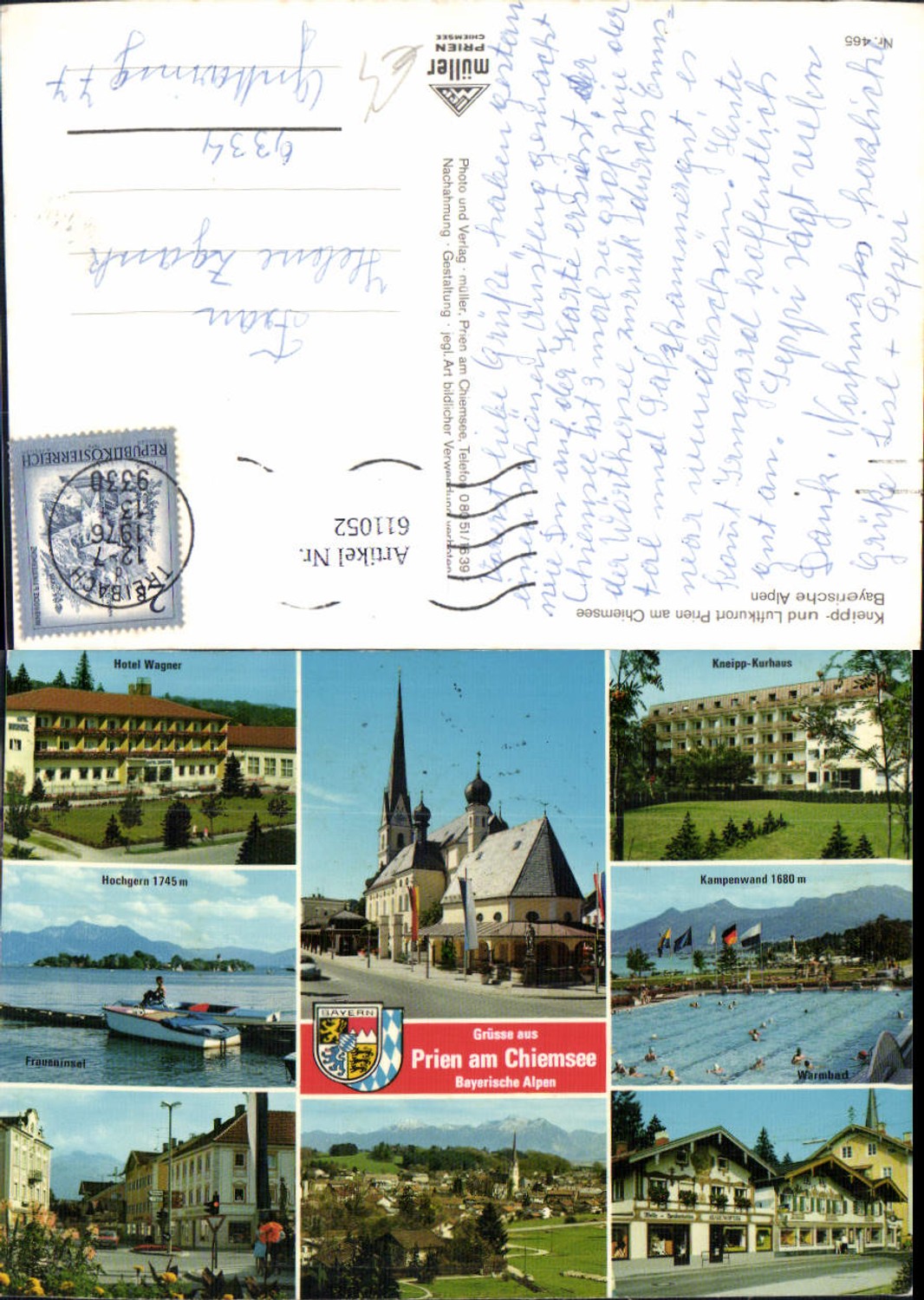611052, Multi-image Ak Prien am Chiemsee Bavarian Alps Hotel Wagner Hochgern Kampenwand