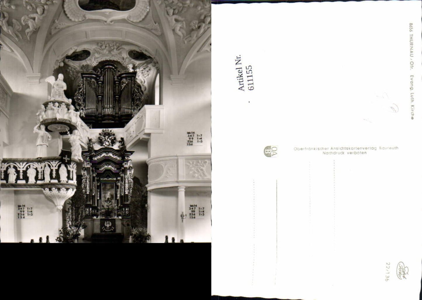 611155, Thurnau Evangelical Lutheran Church Interior view Organ