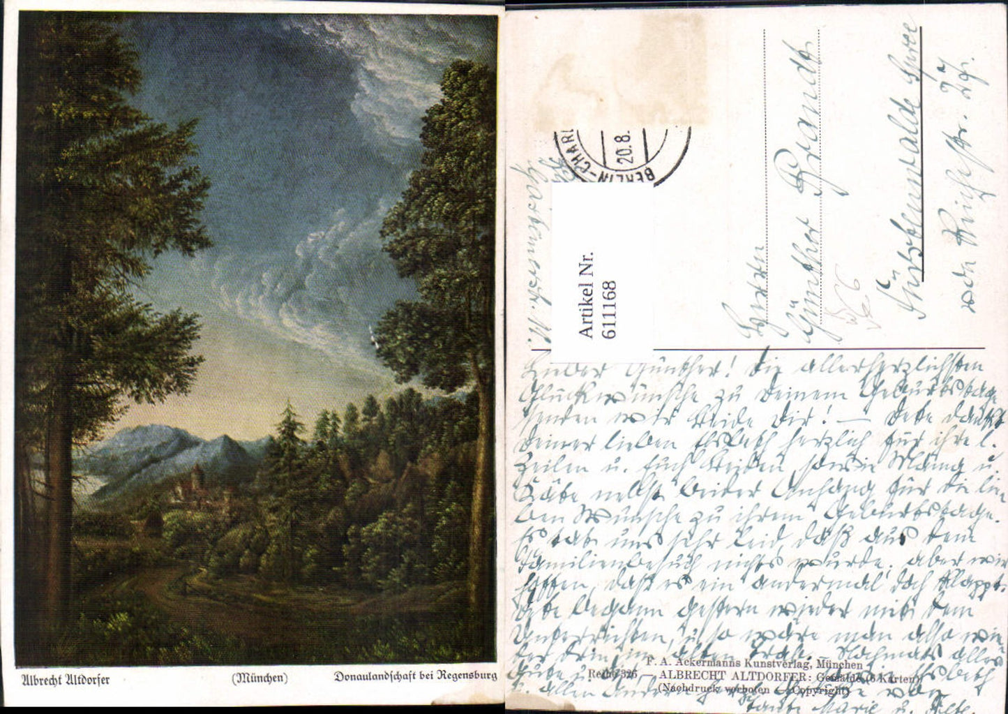611168, Artist Albrecht Altdorfer, Danube Landscape near Regensburg, published by FA Ackermann 326/6