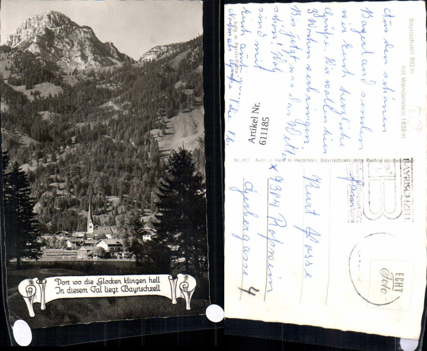 611185,Bayrischzell m. Wendelstein Spruch Text Dort wo die Glocken klingen