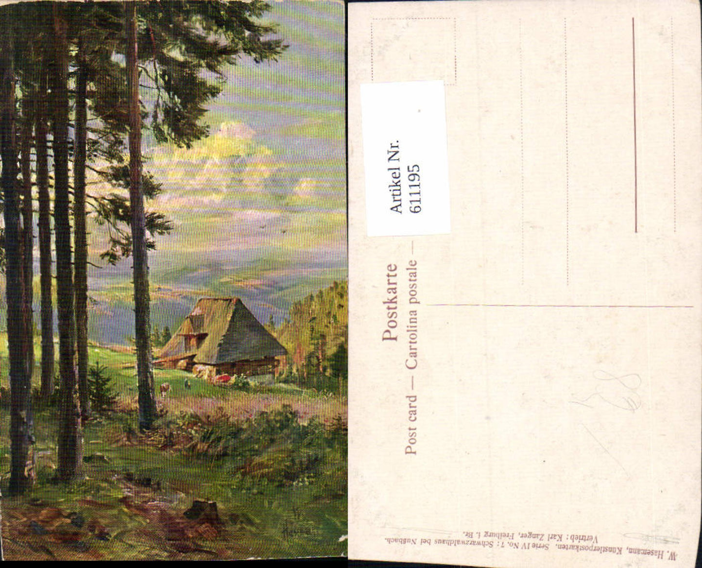611195,Künstler Ak W. Hasemann Schwarzwaldhaus b. Nußbach Triberg