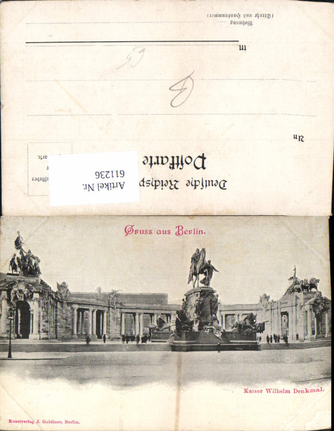 611236,Litho Berlin Kaiser Wilhelm Denkmal