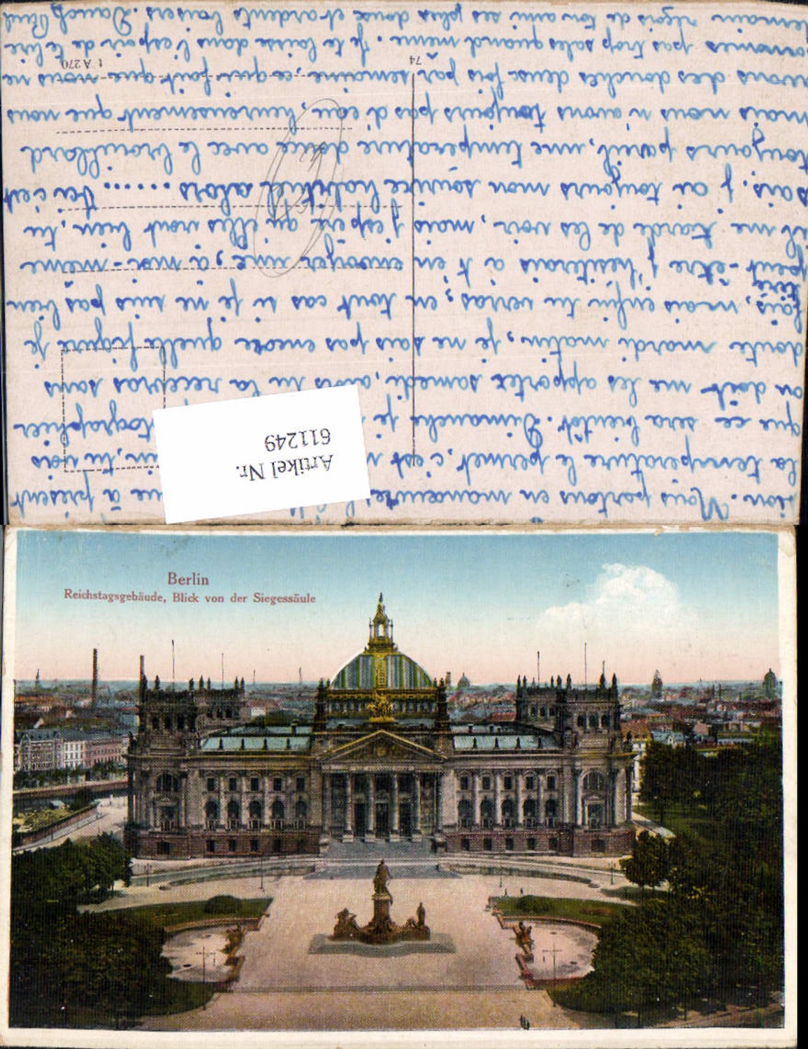 611249,Berlin Reichstagsgebäude Blick v. d. Siegessäule