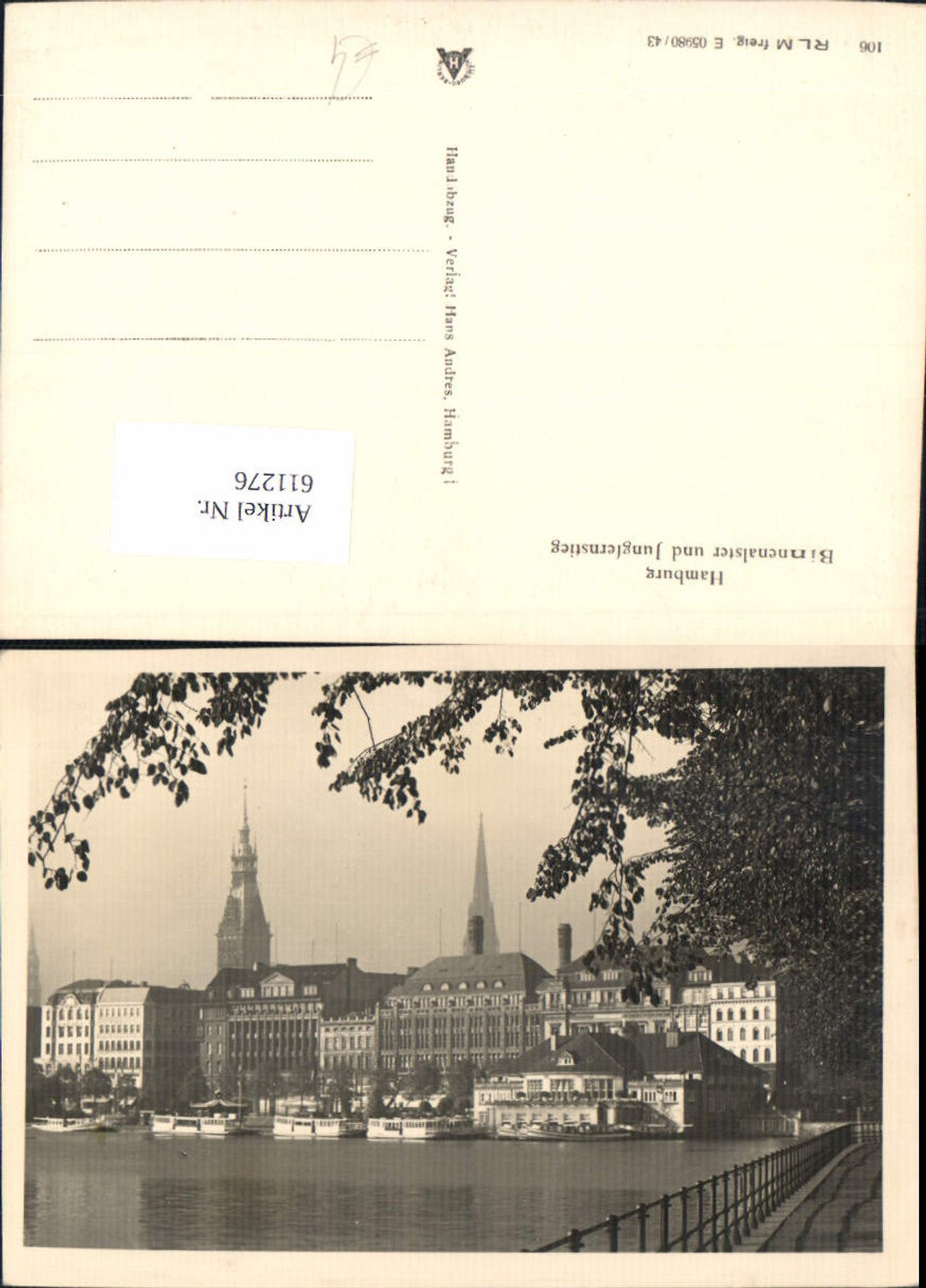 611276, Photo Ak Hamburg Binnenalster and Jungfernstieg