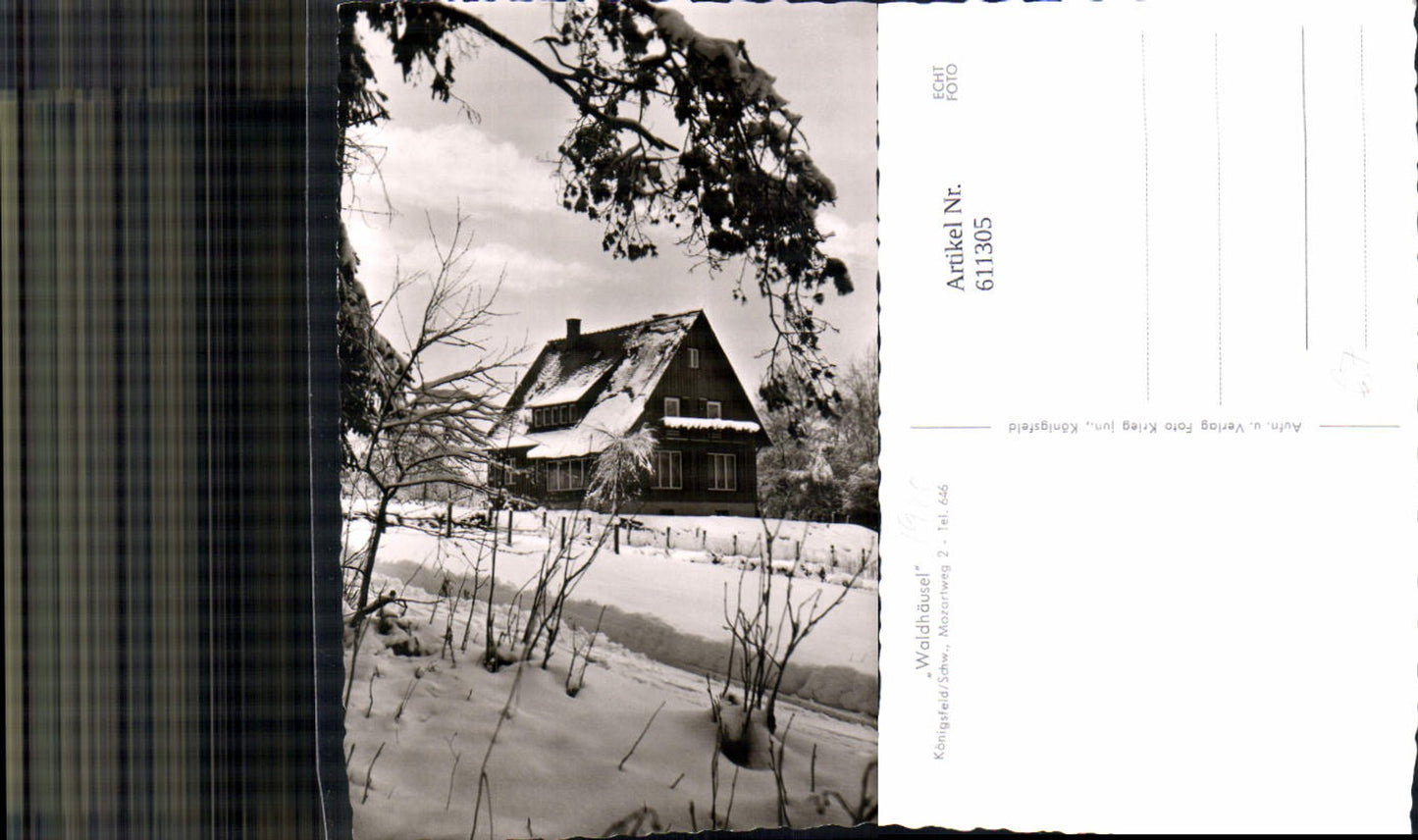 611305,Foto Ak Waldhäusel Königsfeld i. Schwarzwald im Winter 1960