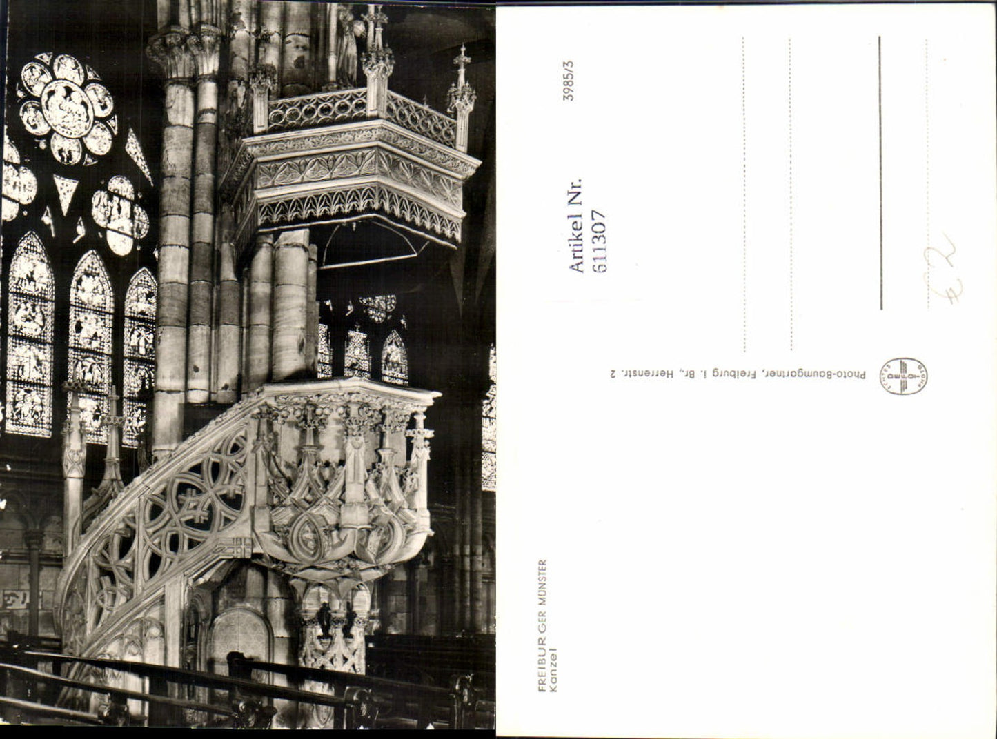 611307,Foto Ak Freiburg i. Breisgau Freiburger Münster Kanzel Kirche Innenansicht