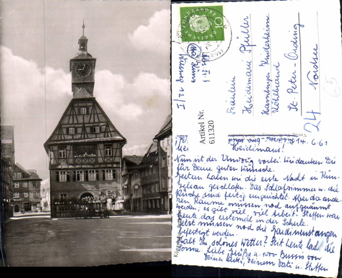 611320,Foto Ak Künzelsau u. Rathaus