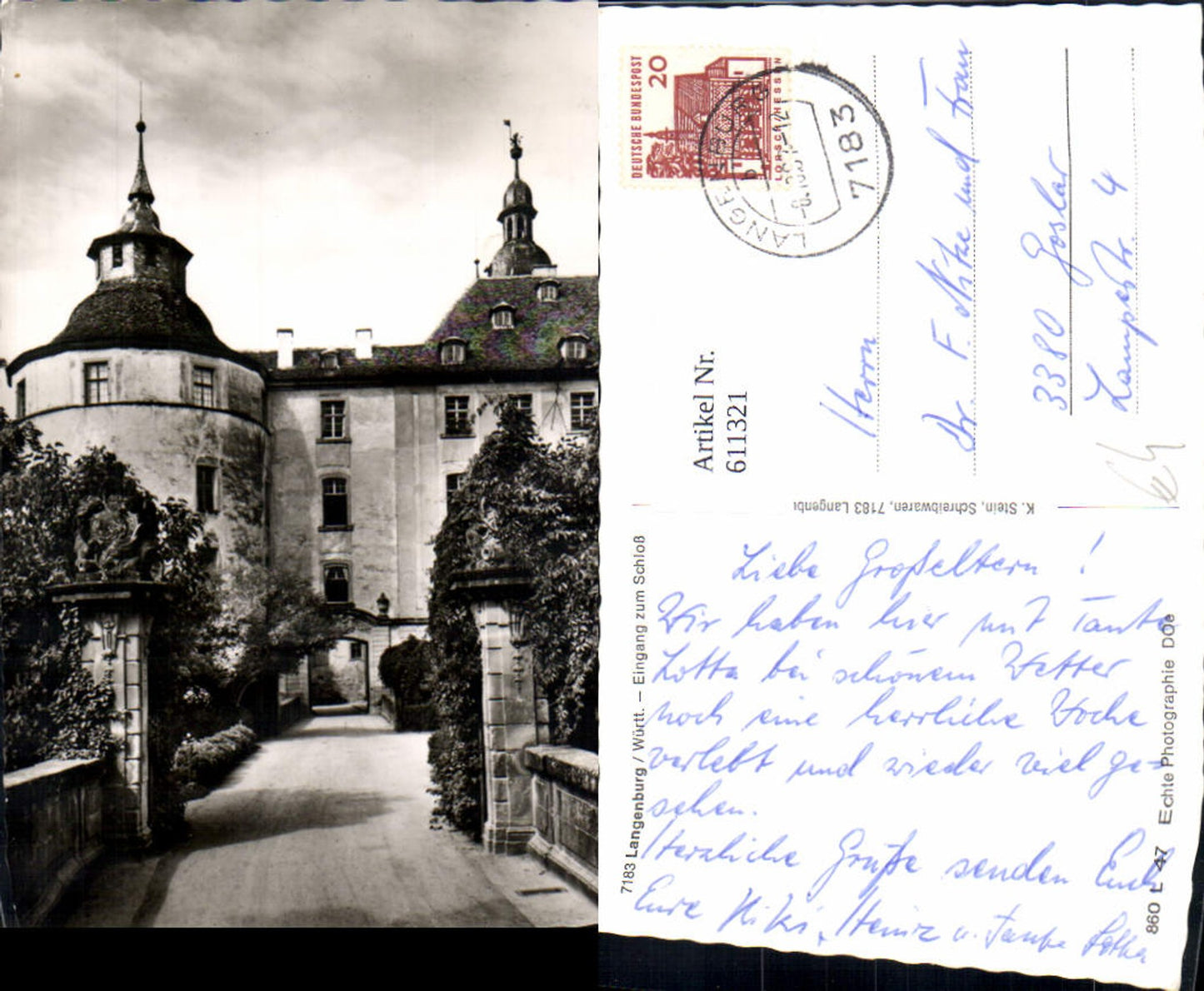 611321,Foto Ak Langenburg Eingang z. Schloss