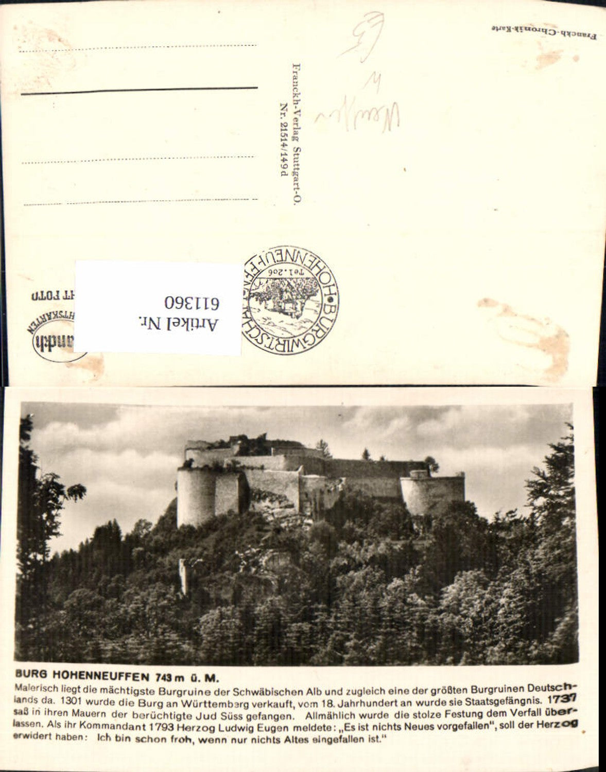 611360, Photo Ak Neuffen Burg Hohenneuffen Burgruine