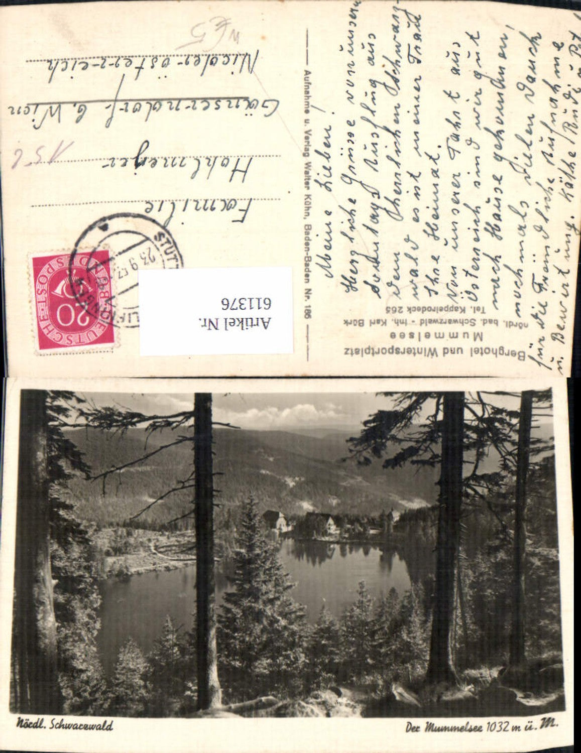 611376,Foto Ak Kappelrodeck Berghotel Mummelsee Schwarzwald