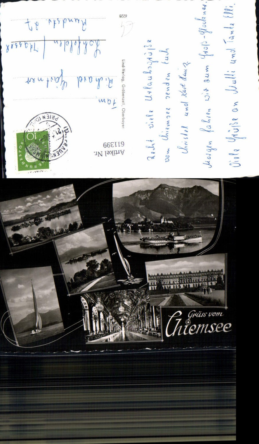 611399,Mehrbild Ak Chiemsee Schiff Herreninsel Schloss