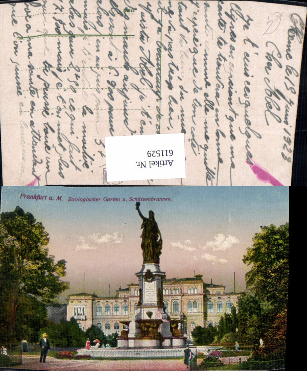 611529,Frankfurt a. Main Zoologischer Garten u. Schützenbrunnen Brunnen Statue