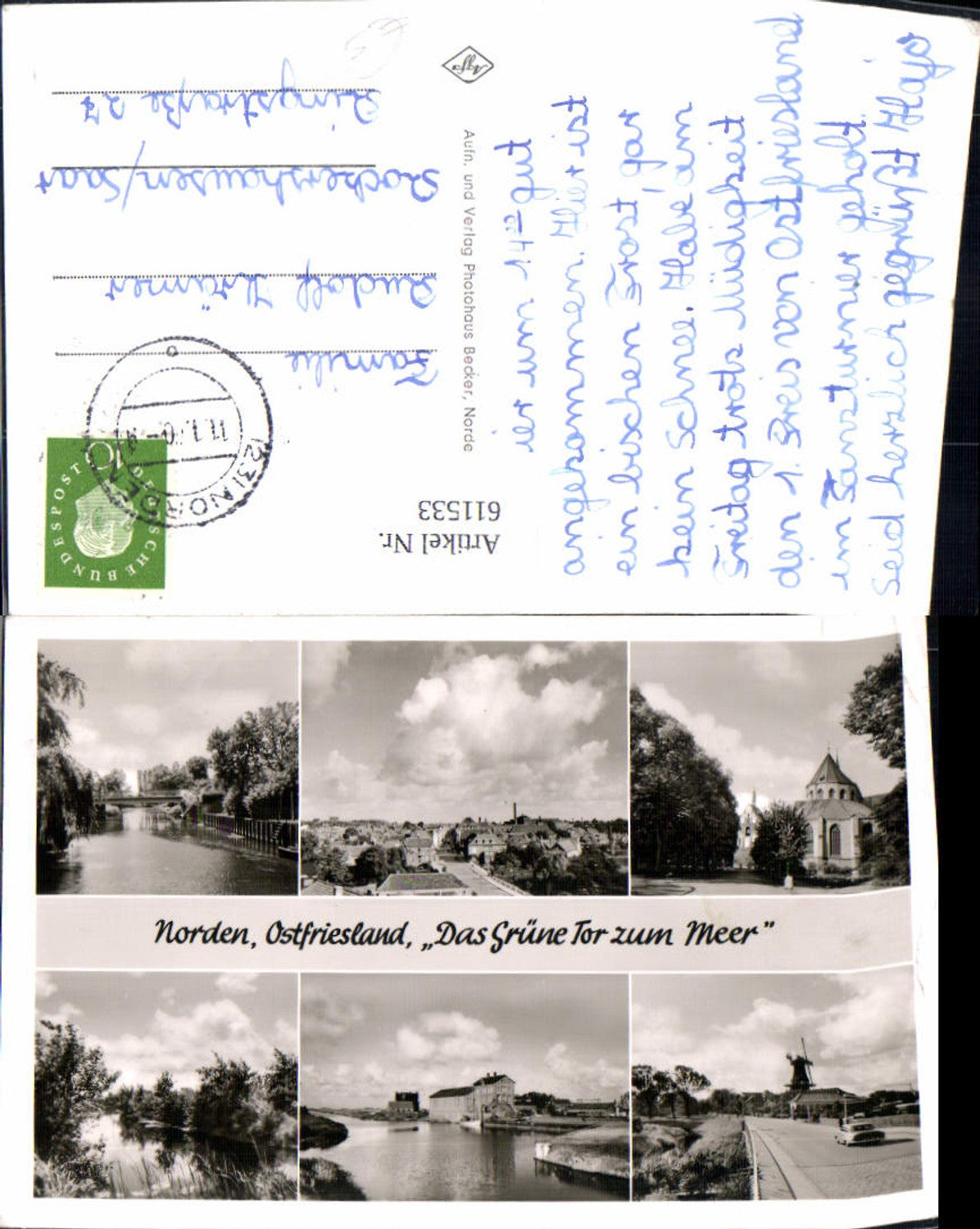 611533,Mehrbild Ak Gemeinde Norden Ostfriesland Das Grüne Tor zum Meer Windmühle