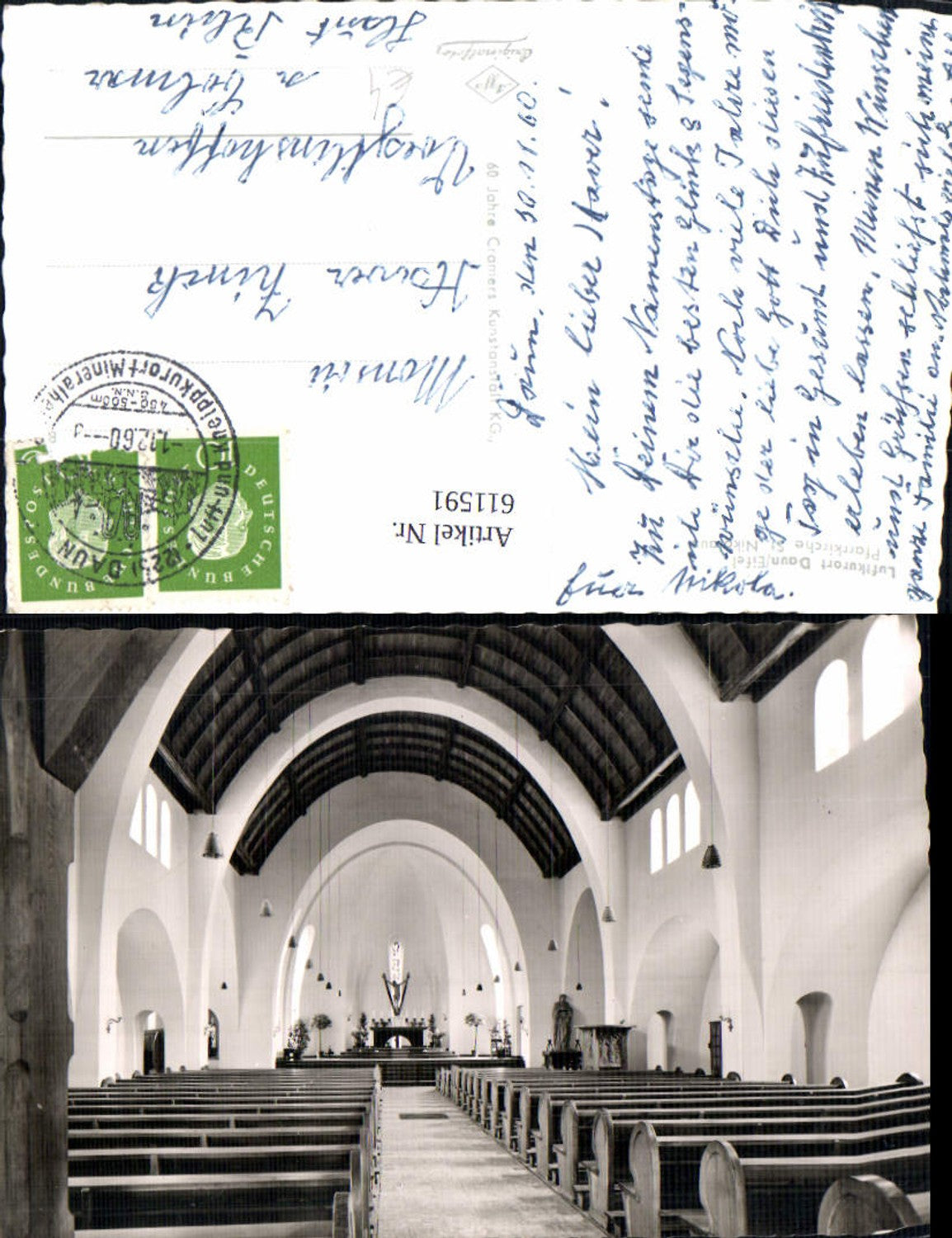 611591,Foto Ak Daun Eifel Pfarrkirche St Nikolaus Kirche Innenansicht