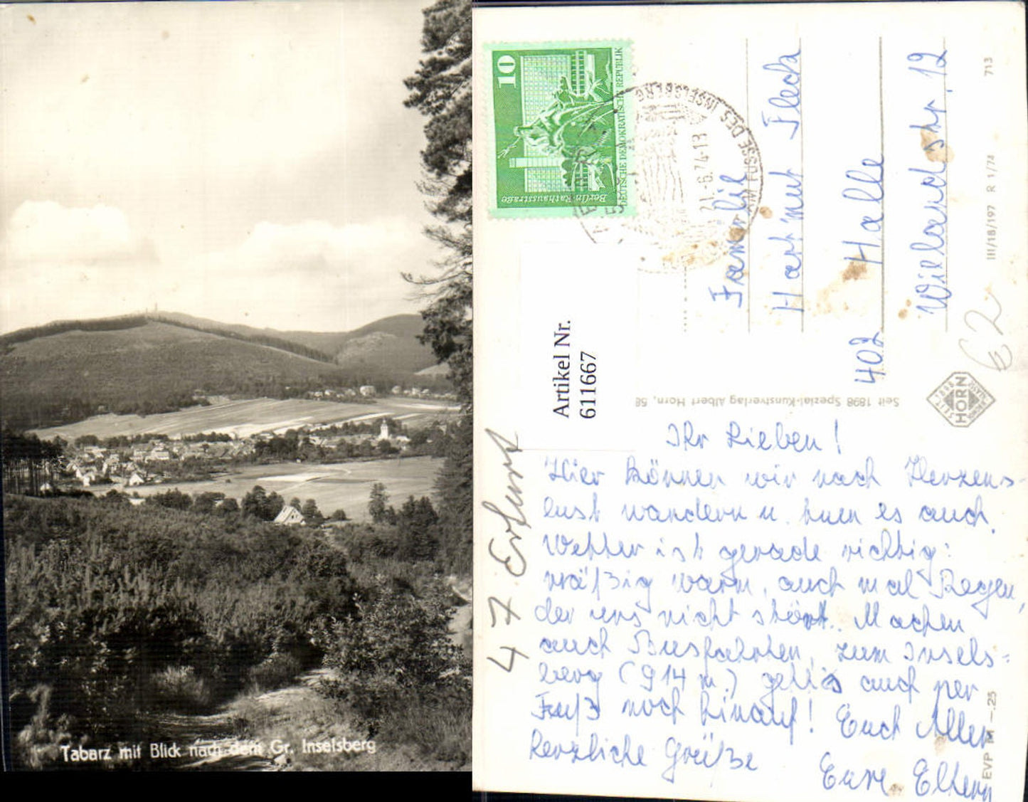 611667, Photo Ak Bad Tabarz with view of the Großer Inselsberg
