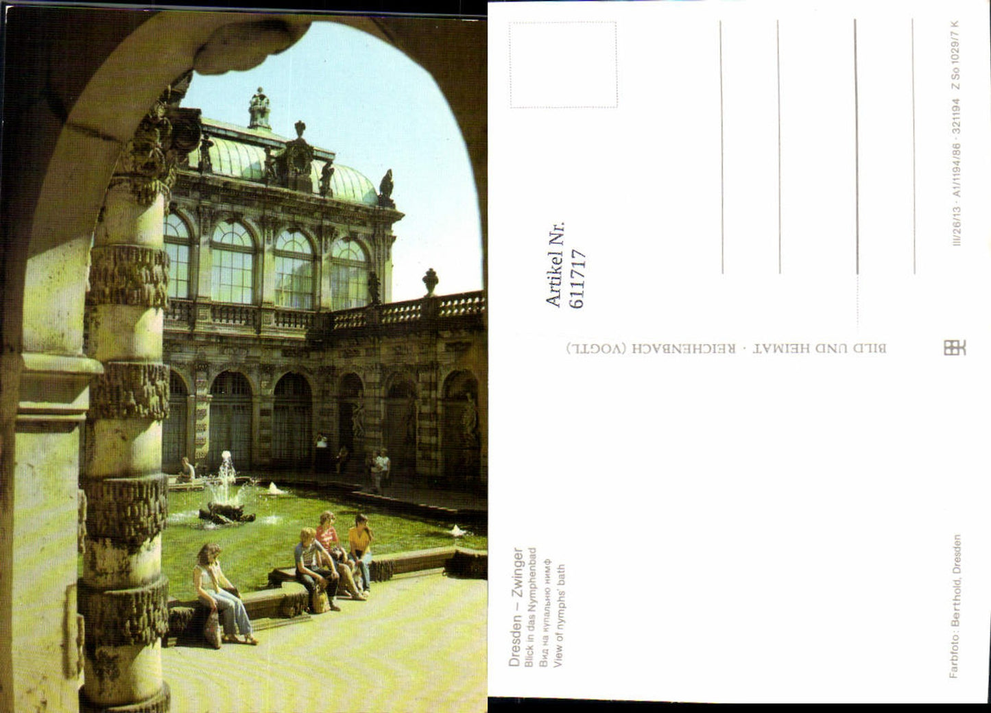 611717,Dresden Zwinger Blick in d. Nymphenbad Springbrunnen Brunnen