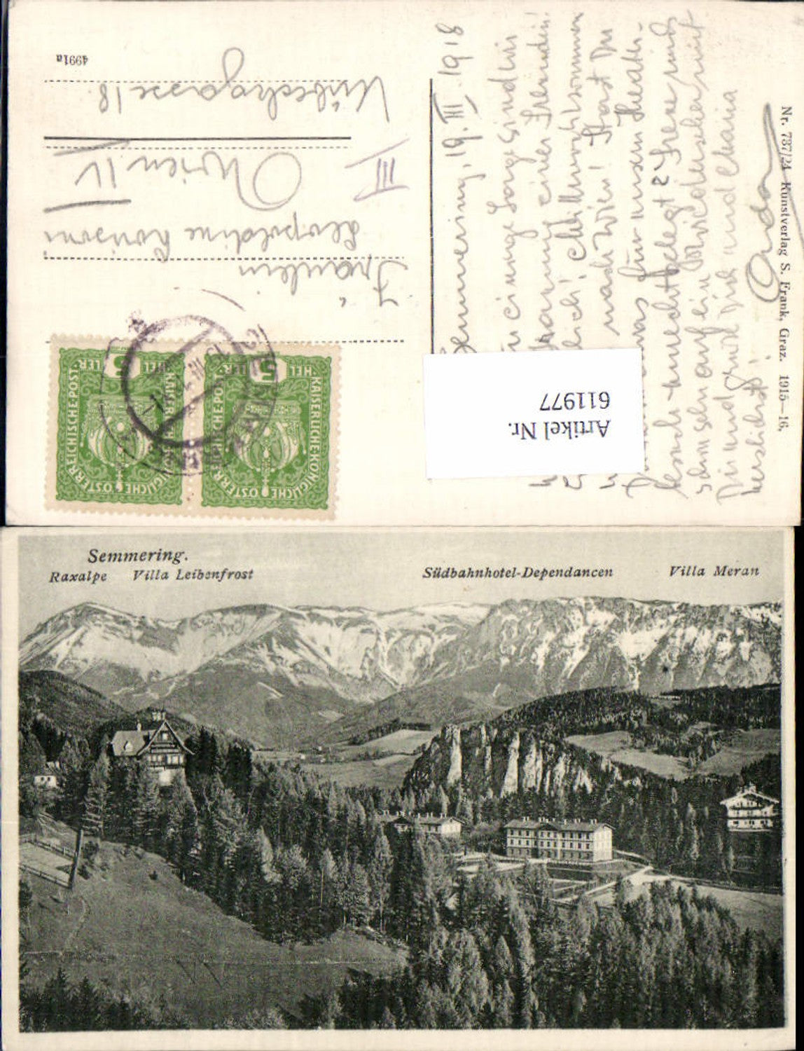 611977, Semmering Villa Leibenfrost Villa Südbahnhotel