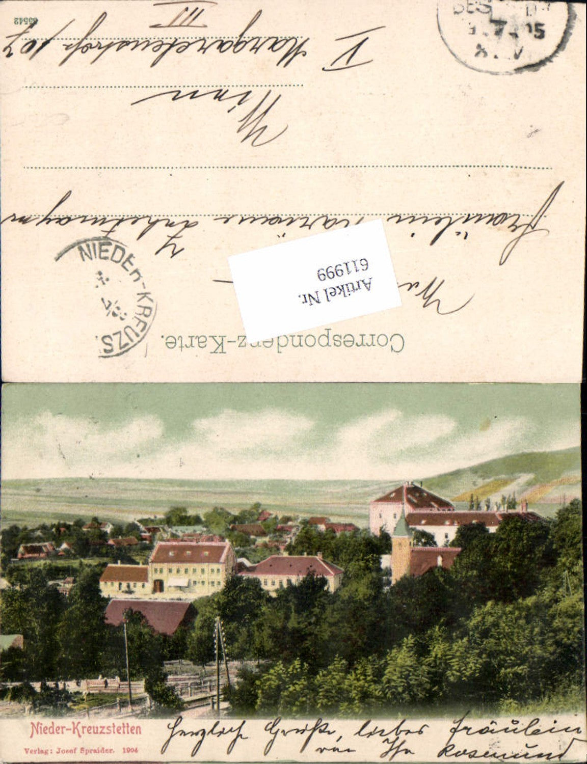 611999,tolle AK Nieder-Kreuzstetten bei Mistelbach 1904