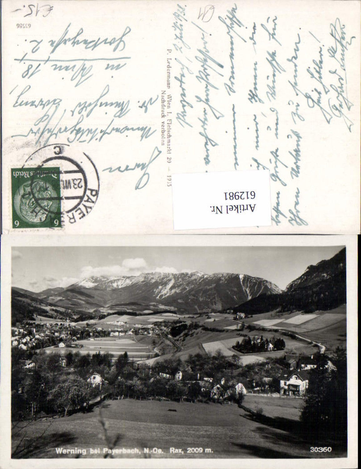 612981,tolle AK Werning bei Payerbach m. Rax