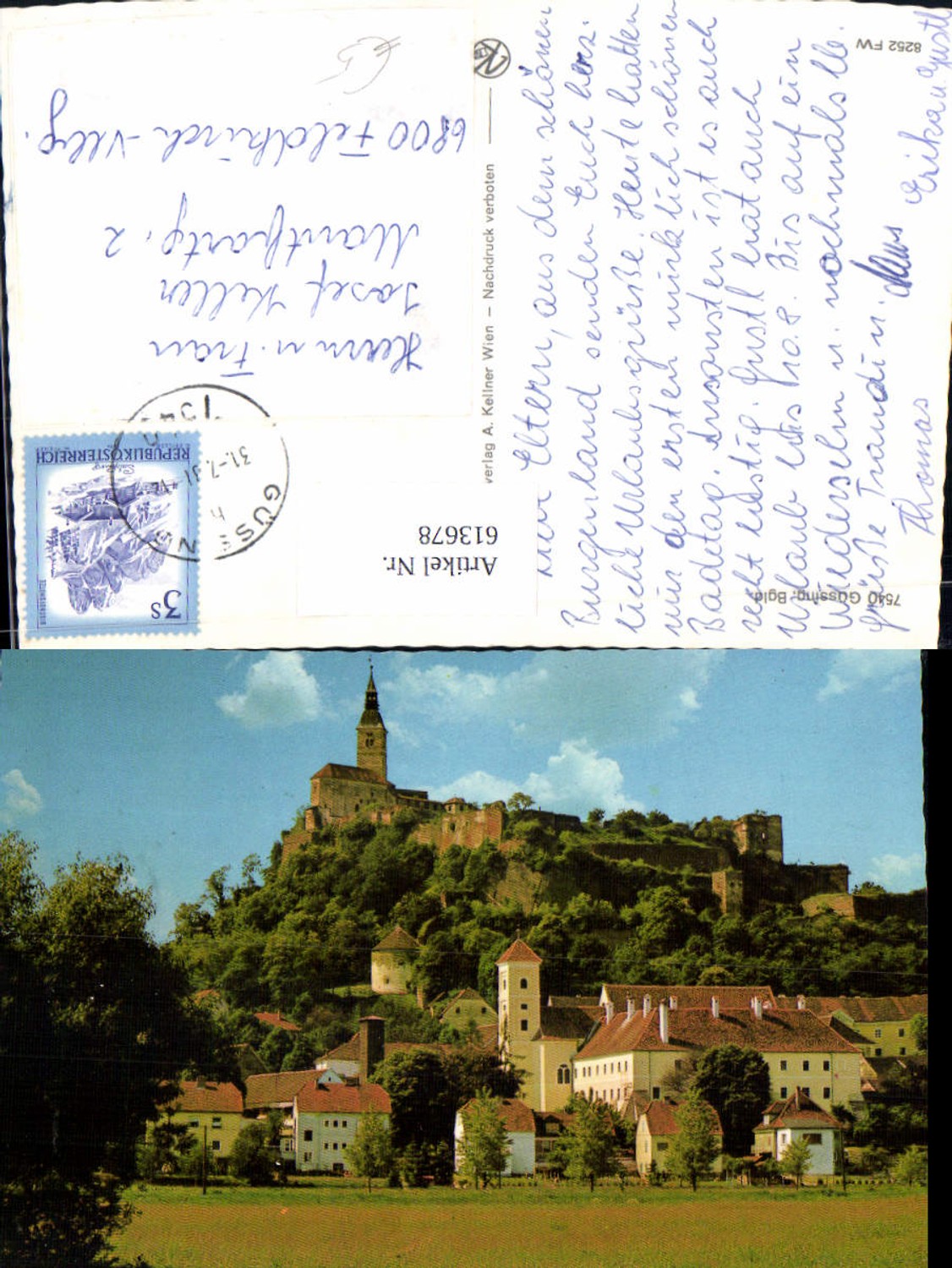 613678,Güssing Burgenland Ansicht m. Burg Kirche