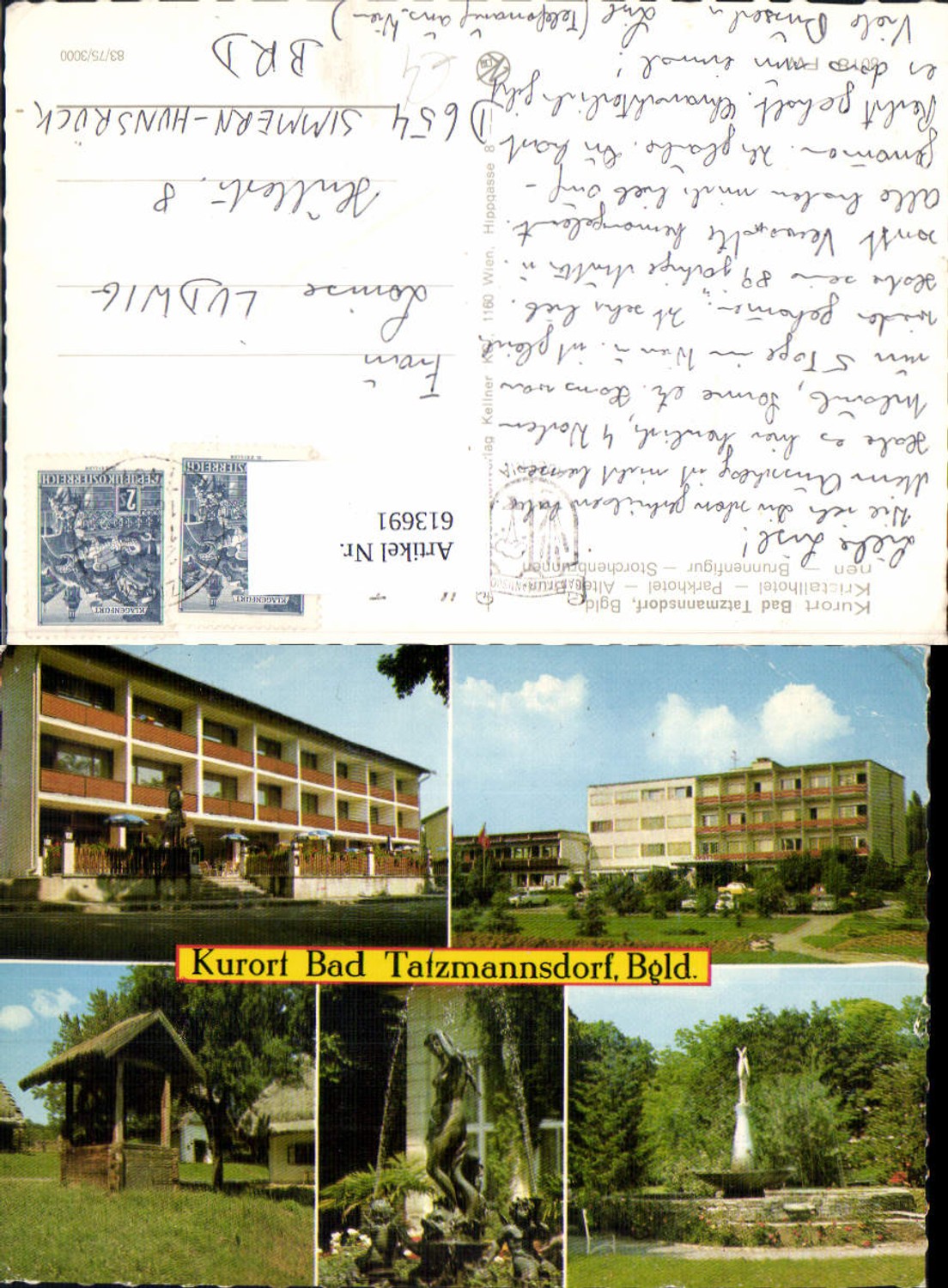 613691,Mehrbild Ak Bad Tatzmannsdorf Kristallhotel Parkhotel Brunnenfigur