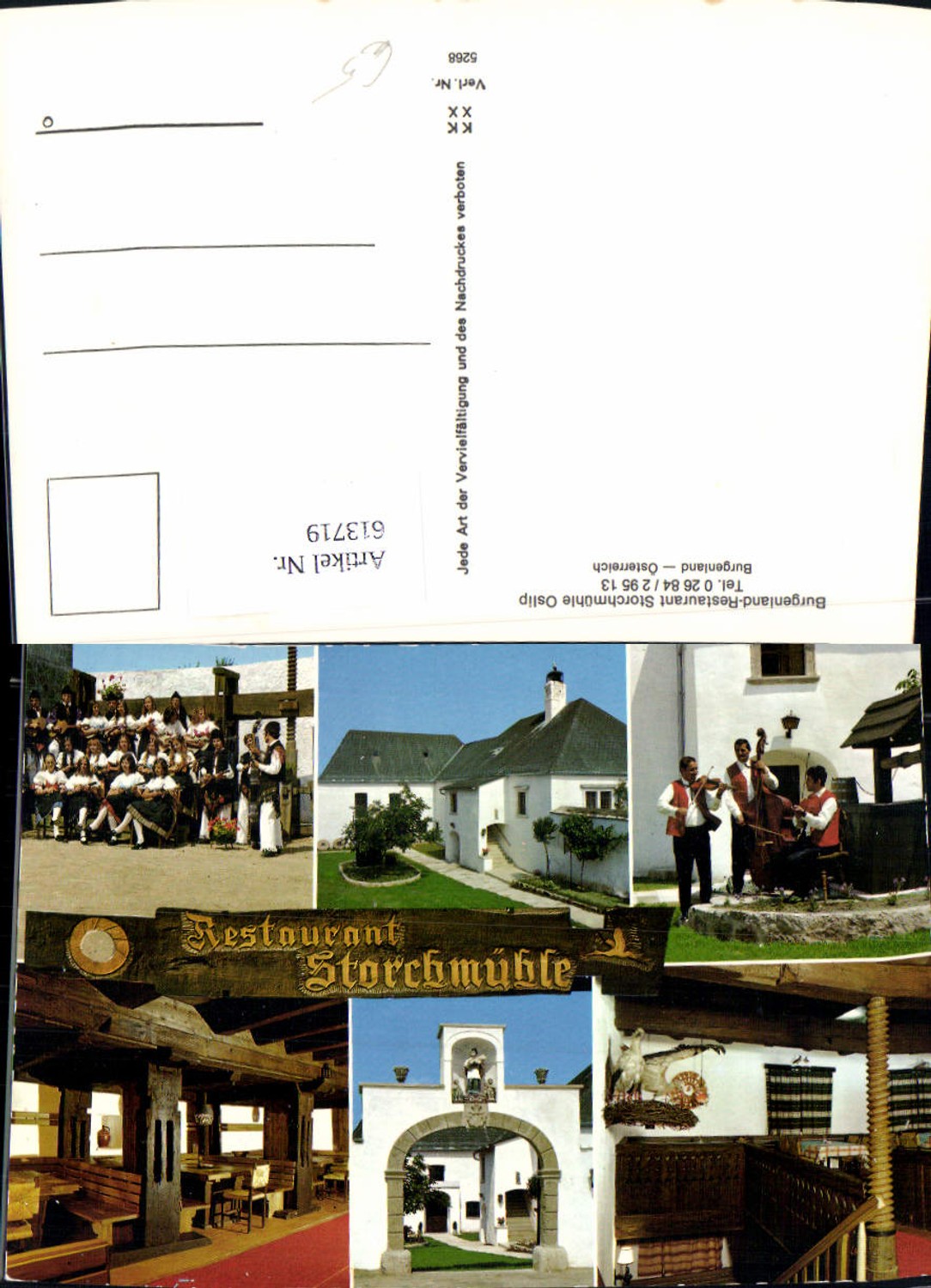 613719,Mehrbild Ak Oslip Storchmühle Restaurant Burgenländer Tracht