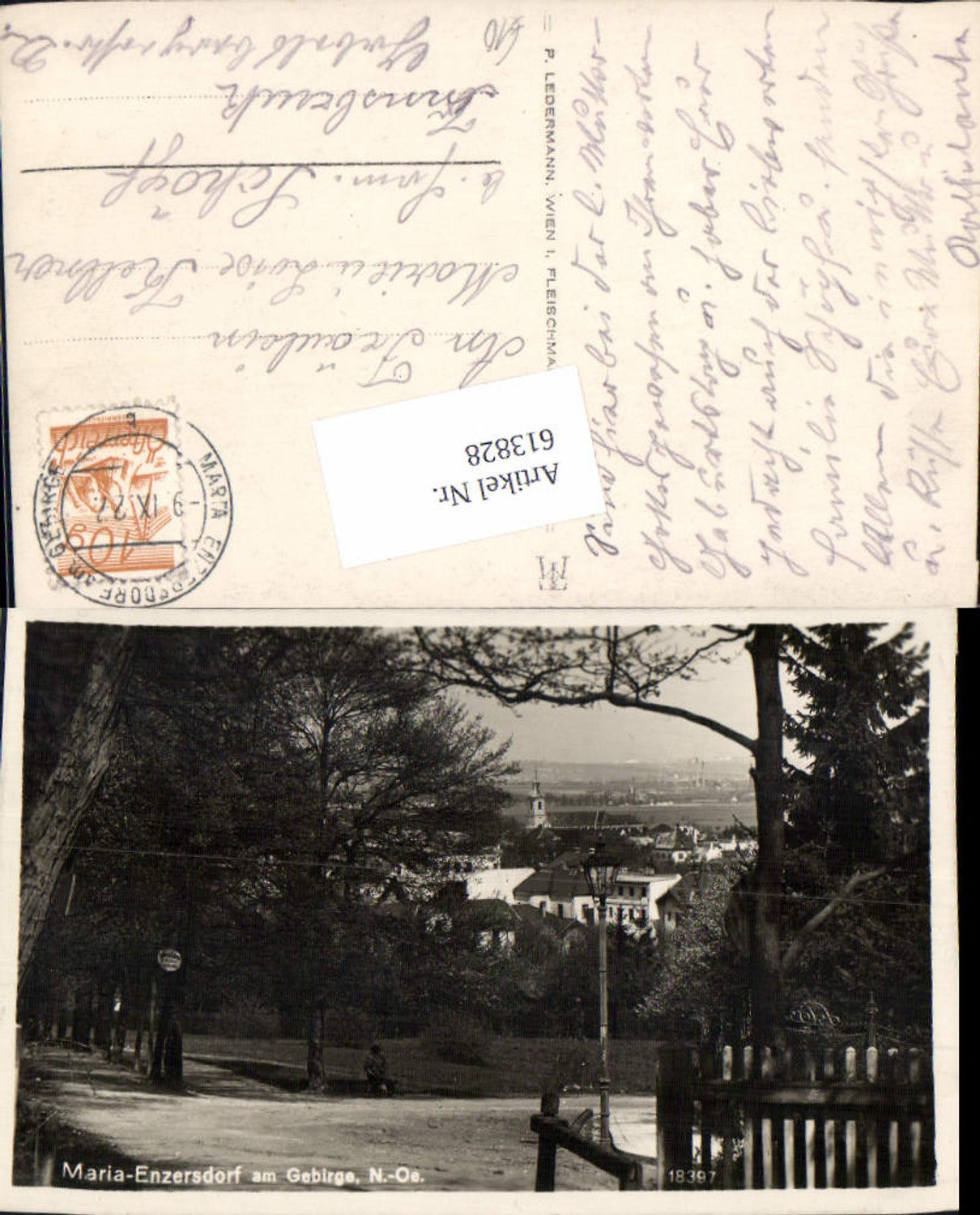 613828,tolle Foto-AK Maria Enzersdorf im Gebirge 1927 Wegpartie
