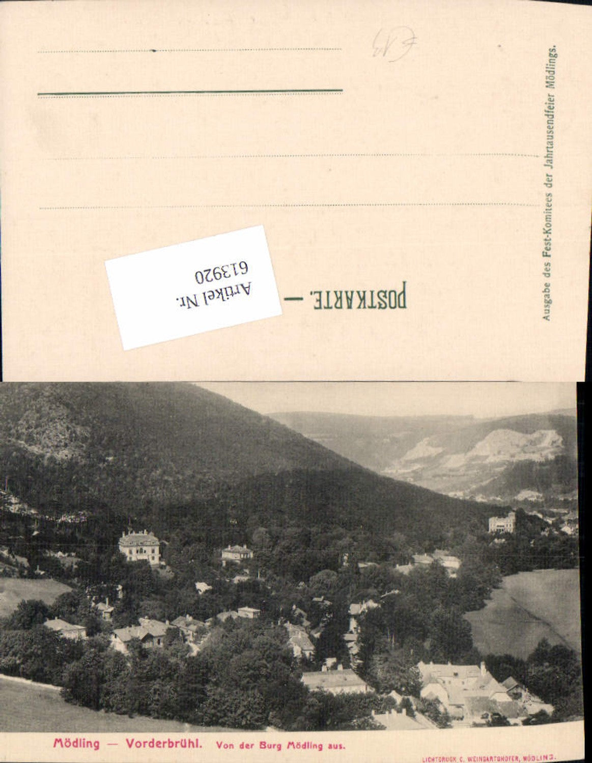 613920,Mödling Vorderbrühl bei Wien von der Burg Mödling aus 1900
