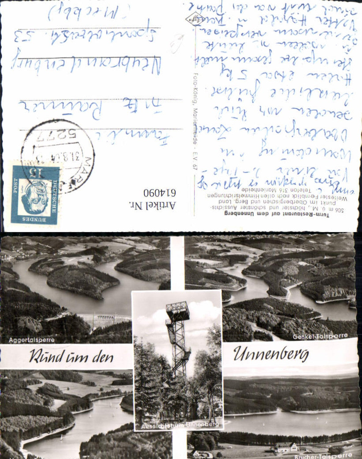 614090,Multi-image Ak Unnenberg observation tower Kierspe Marienheide Lingese Dam Genkel Dam Brucher Dam Agge