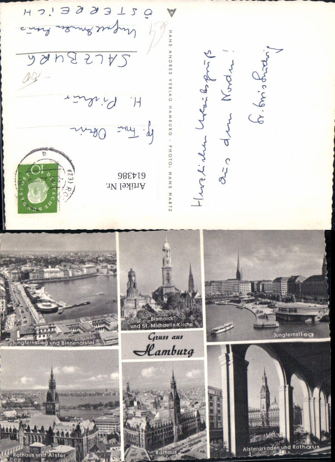 614386,Mehrbild Ak Hamburg Bismarck u. St Michaelis-Kirche Rathaus Alster