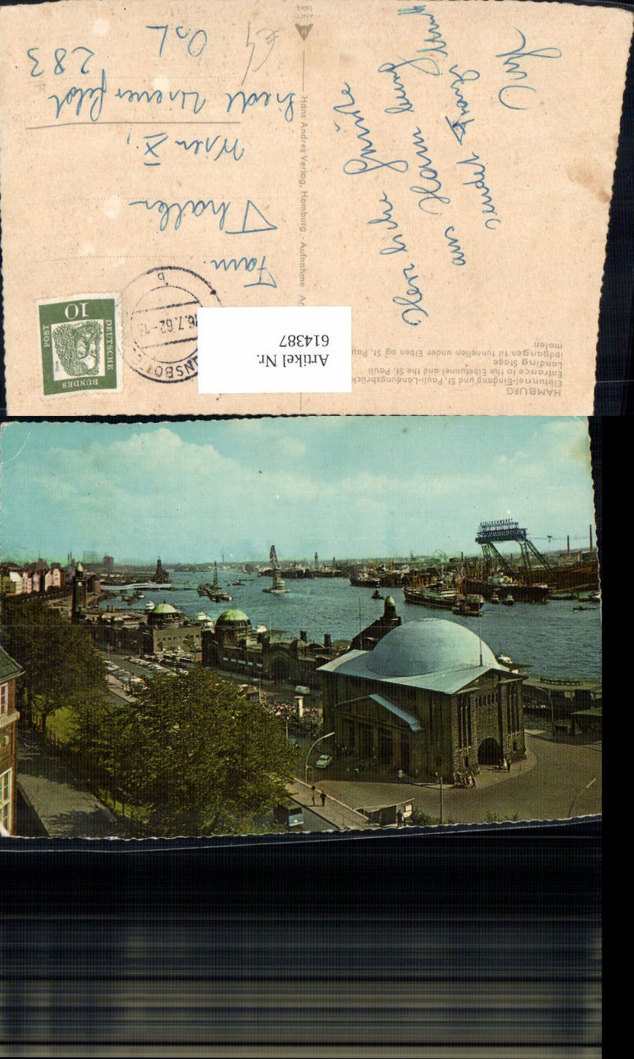 614387,Hamburg Elbtunnel-Eingang St Pauli Landungsbrücken Schiffe