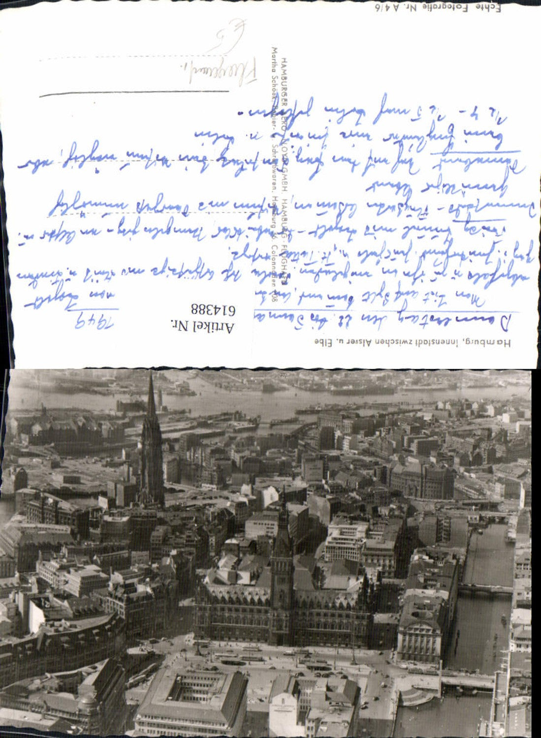 614388,Fliegeraufnahme Hamburg Innenstadt zwischen Alster u. Elbe