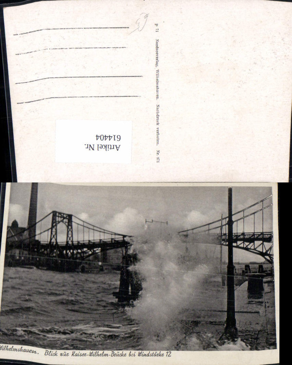 614404,Wilhelmshaven Blick zur Kaiser-Wilhelm-Brücke b. Windstärke 12 Brücke