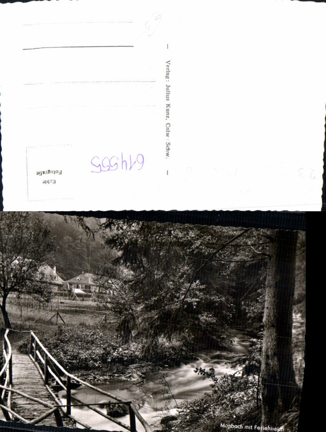 614555,Foto Ak Monbach m. Ferienheim Brücke Bad Liebenzell