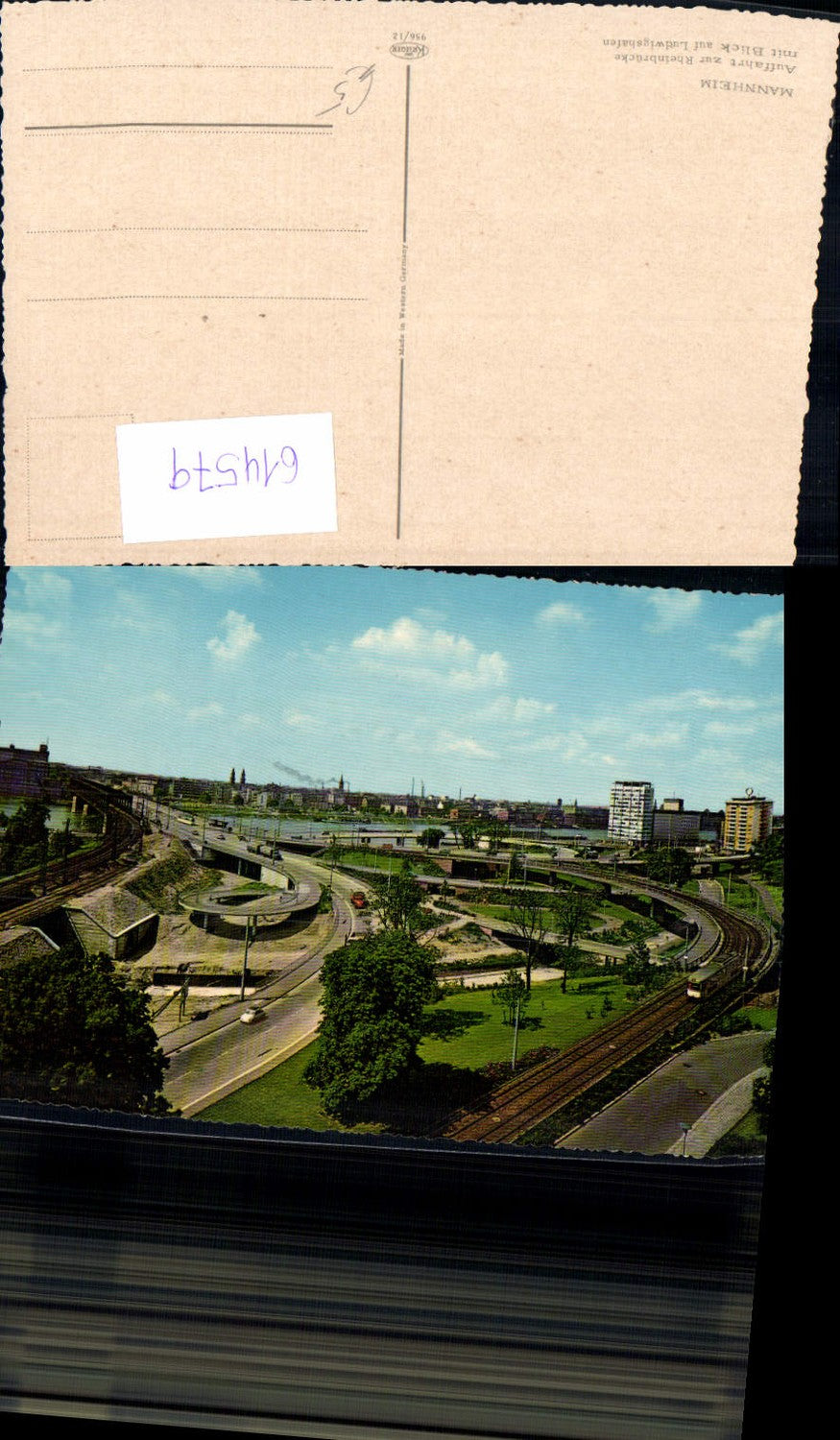 614579,Mannheim Auffahrt zur Rheinbrücke m. Blick a. Ludwigshafen