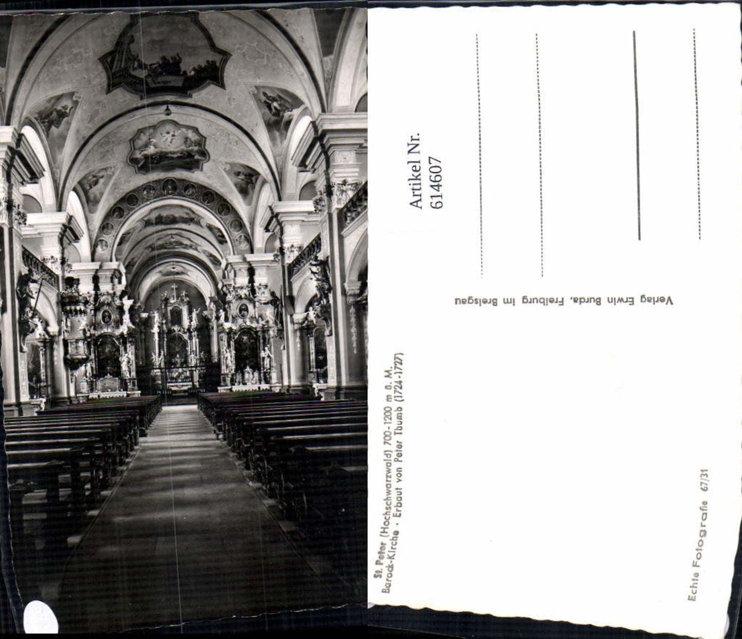 614607,Foto Ak St Peter Hochschwarzwald Barock-Kirche Innenansicht