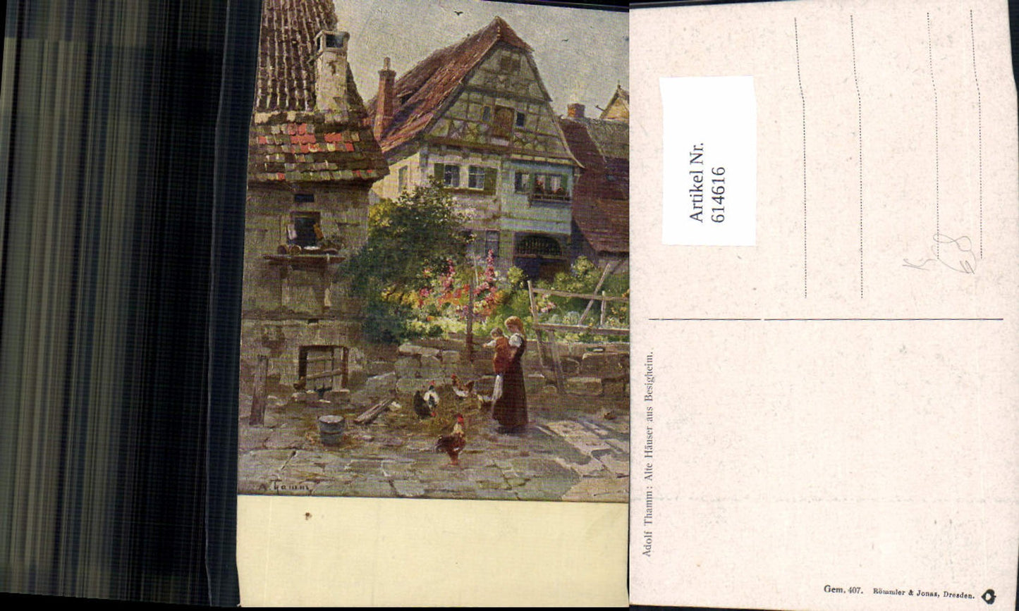 614616,Künstler Ak Adolf Thamm Alte Häuser aus Besigheim