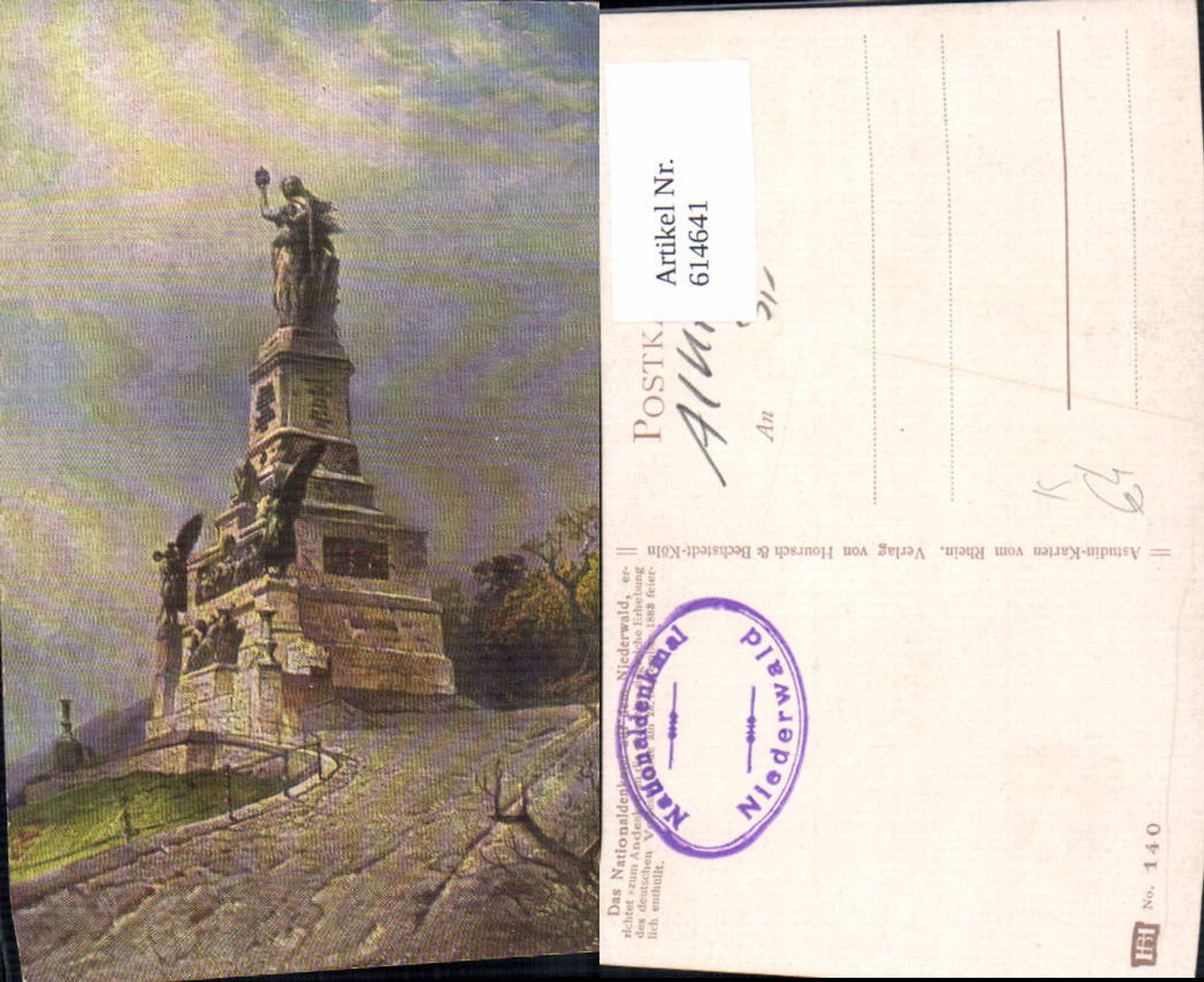 614641,Künstler Ak Rüdesheim am Rhein Nationaldenkmal a. d. Niederwald