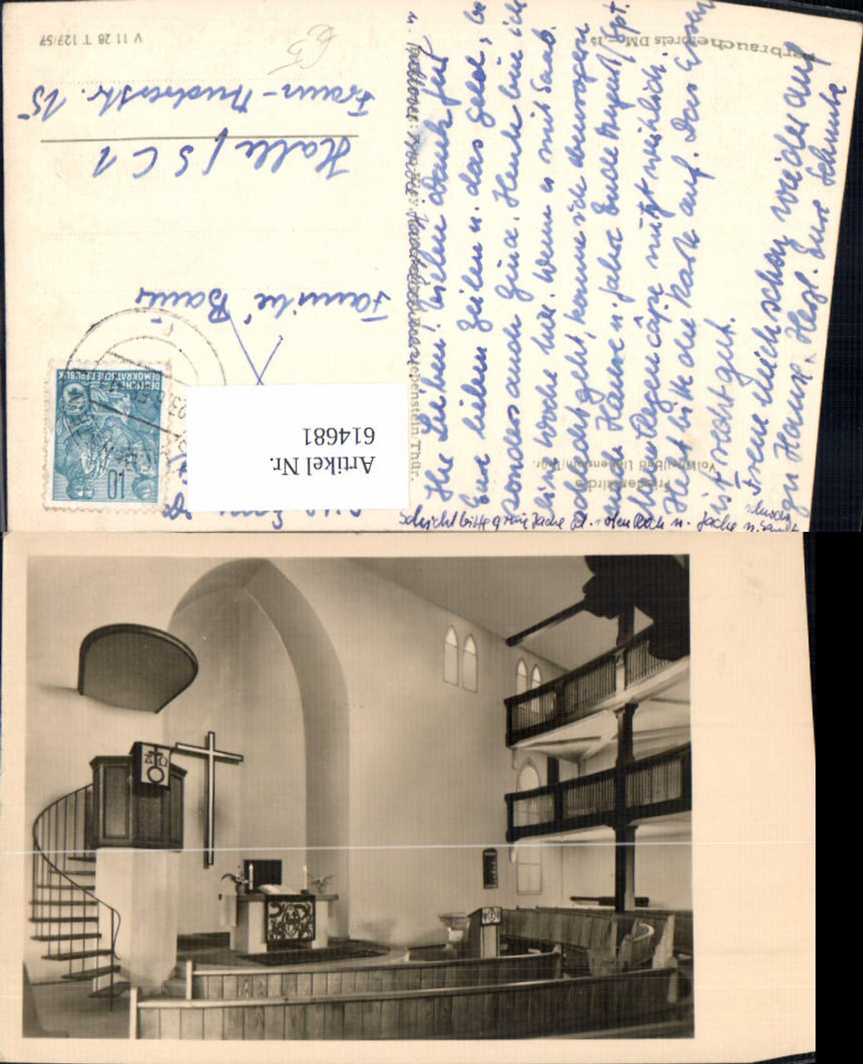 614681, Photo Ak Liebenstein Geratal Thuringia Peace Church Church Interior view