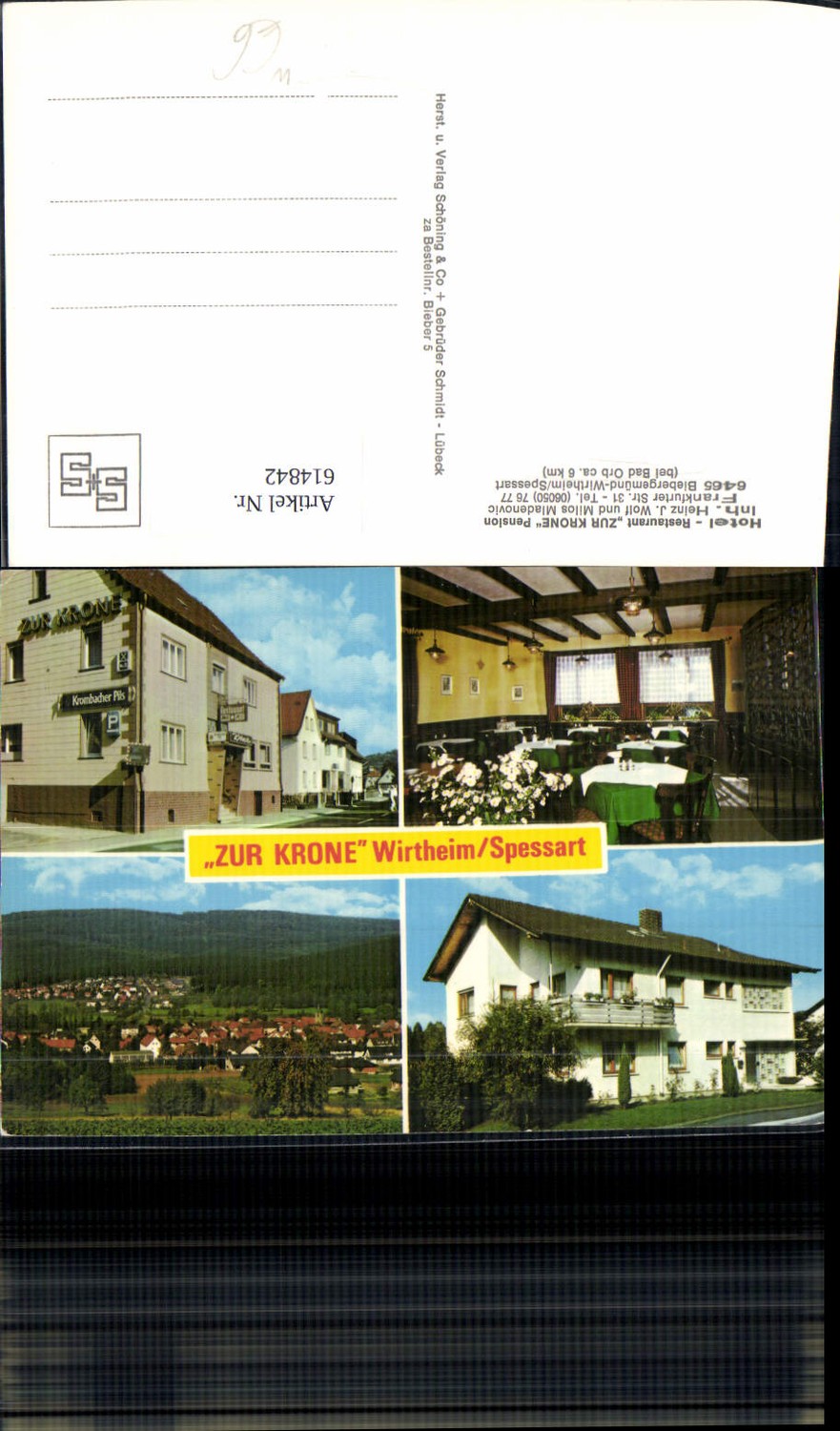 614842,Mehrbild Ak Biebergemünd-Wirtheim Bad Orb Hotel Restaurant Zur Krone